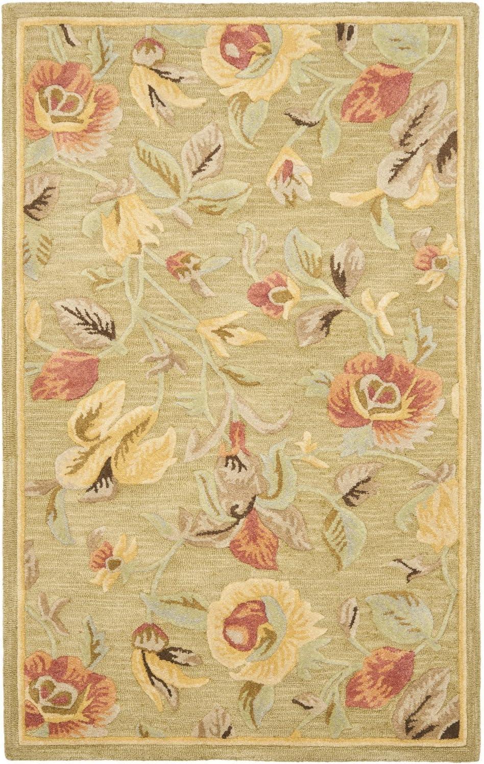 Handmade Floral Garden Wool & Cotton 8' x 10' Area Rug