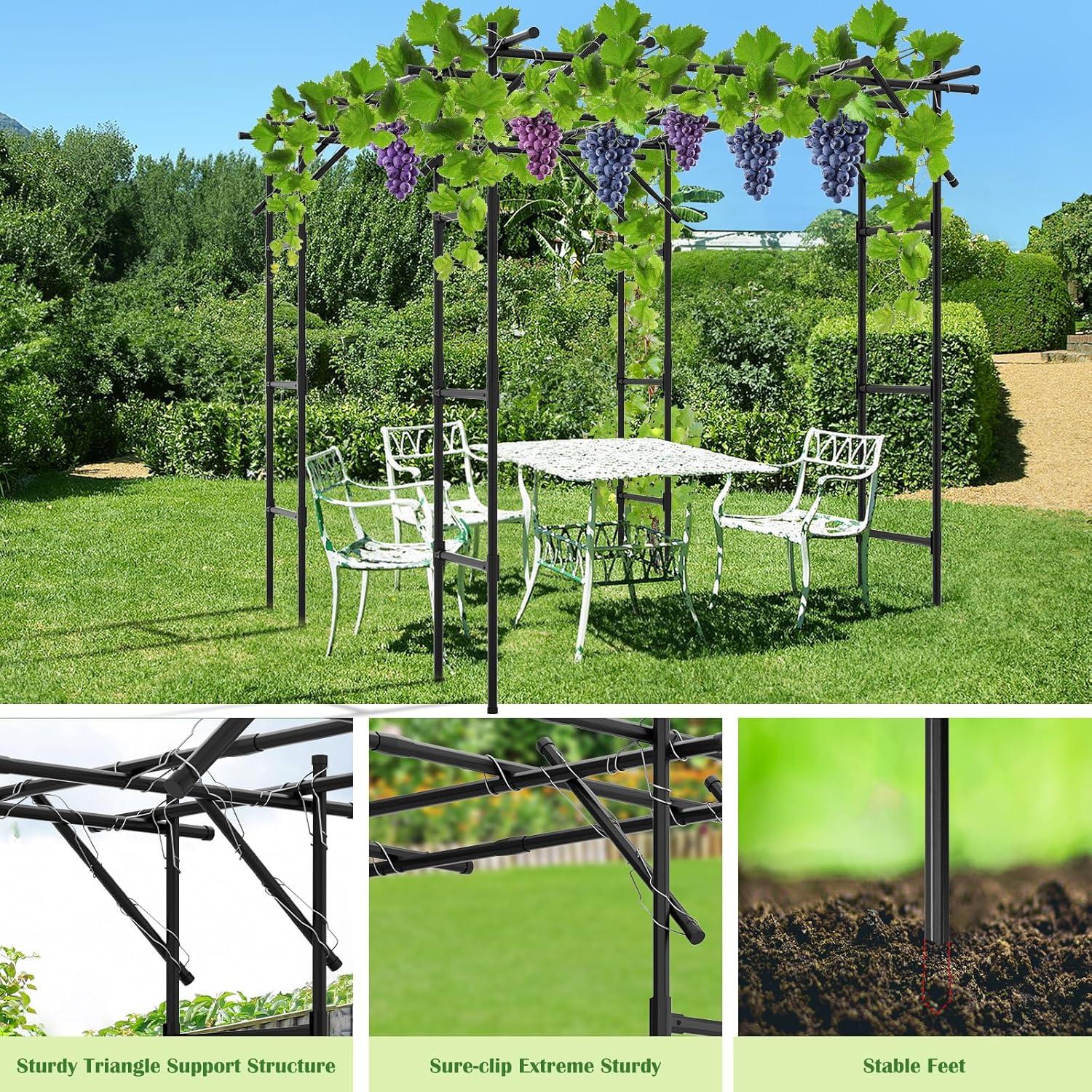 ShangQuan WuLiu Tall Garden Arch Trellis For Climbing Plants, Large Grape Vine Support Arch Arbor Trellis