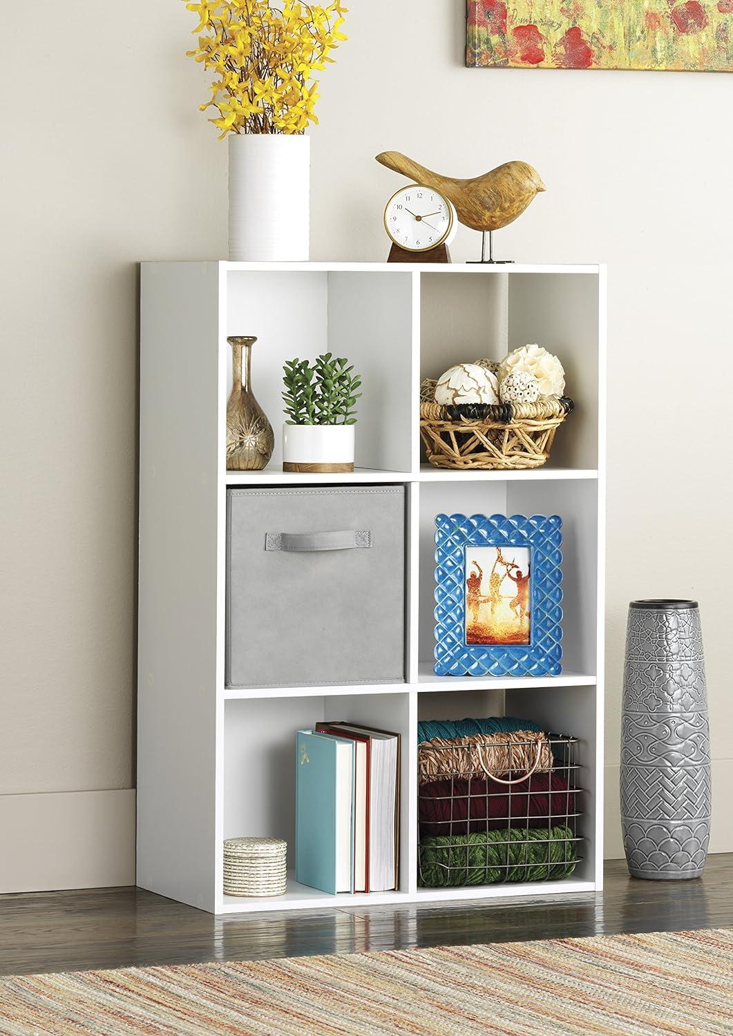 White 6-Cube Organizer with Shelves and Back Panels