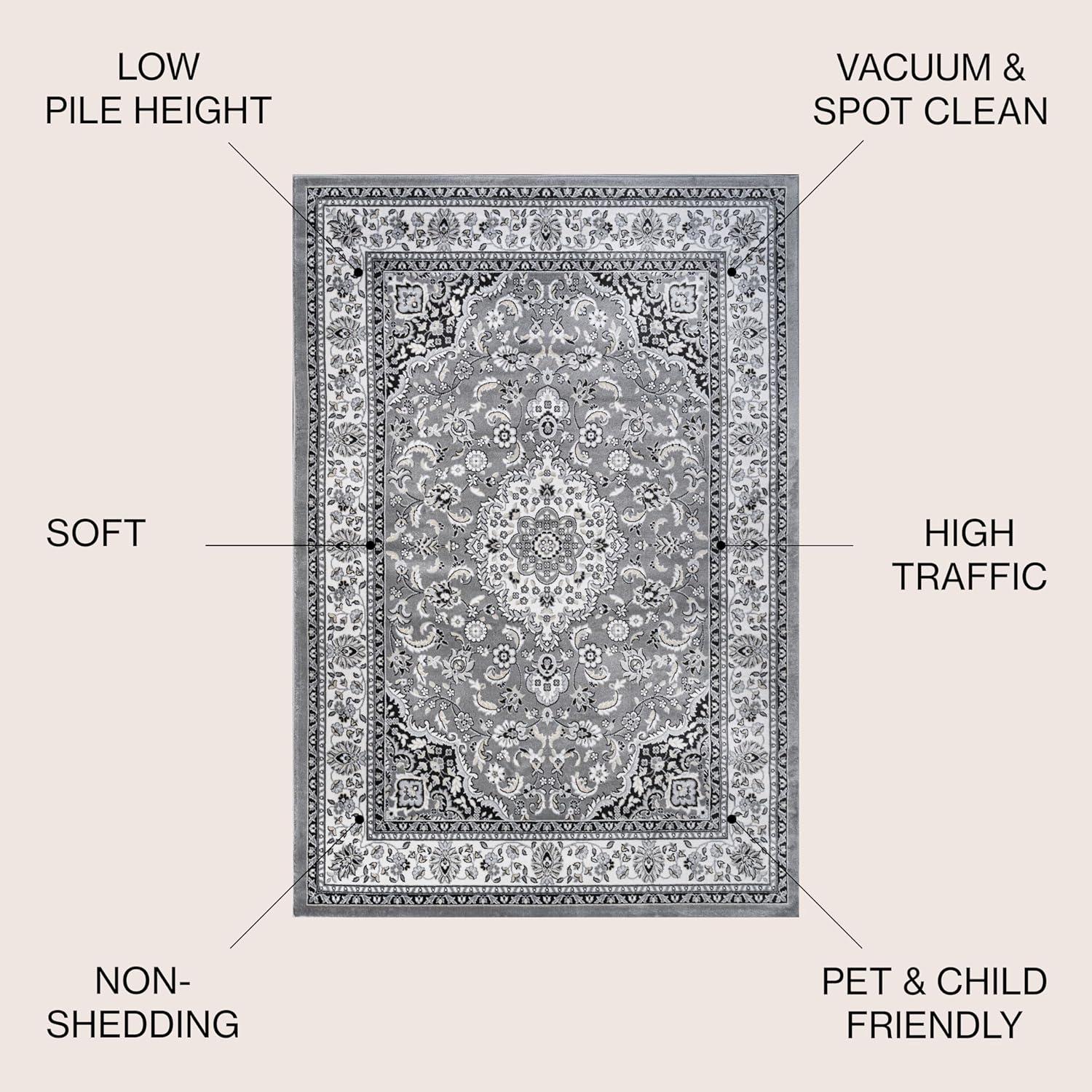 Palmette Modern Persian Floral Area Rug - JONATHAN Y