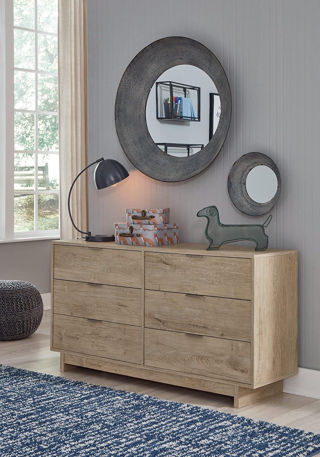 Signature Design by Ashley Contemporary Oliah 6 Drawer Dresser, Natural