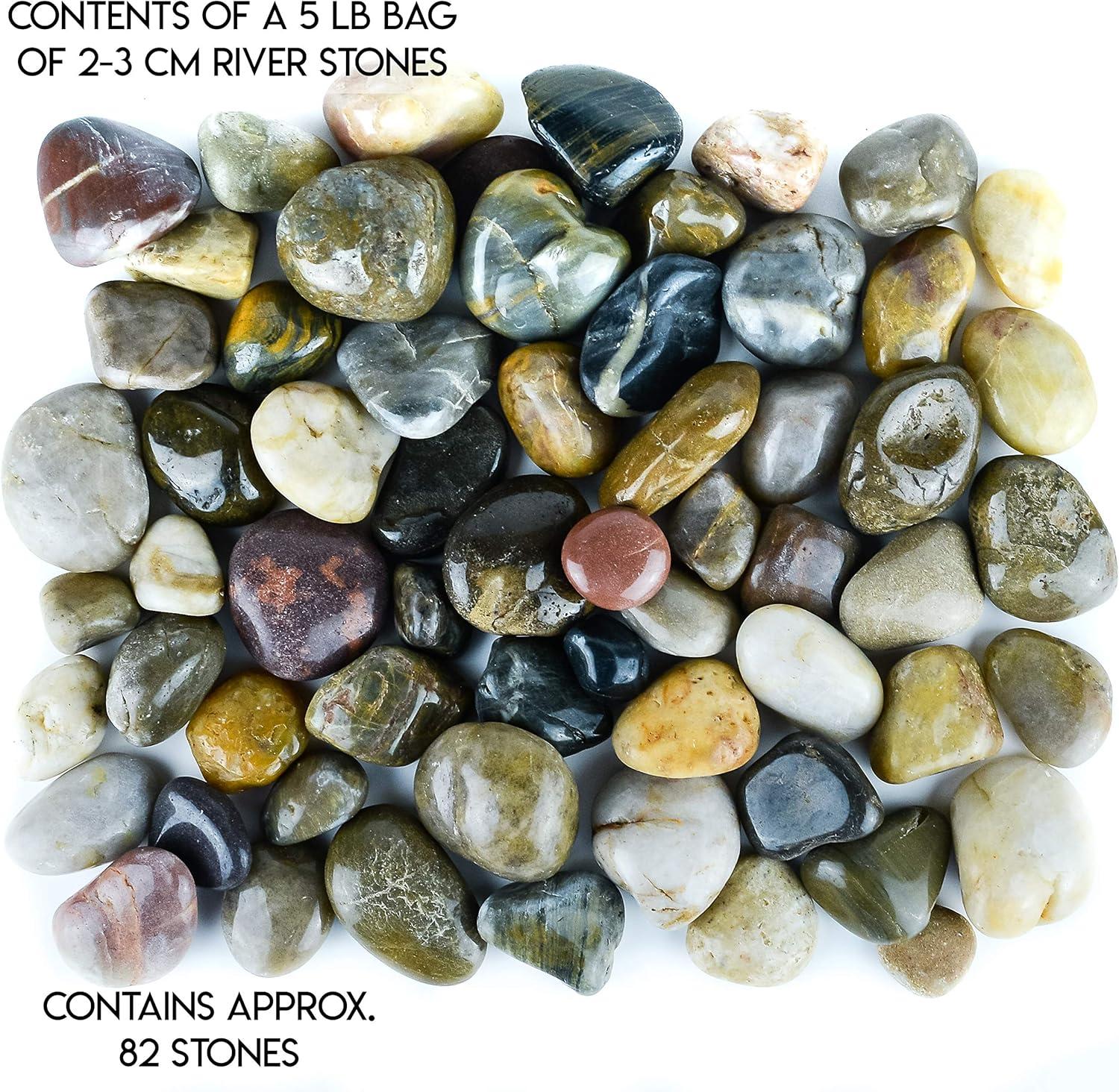River Rocks Stones for Plants Pebbles for Indoor Plants | Aquarium Fish Tank Rocks | Polished Decorative Rocks for Vases (5 Pound Bag), 4-6 cm