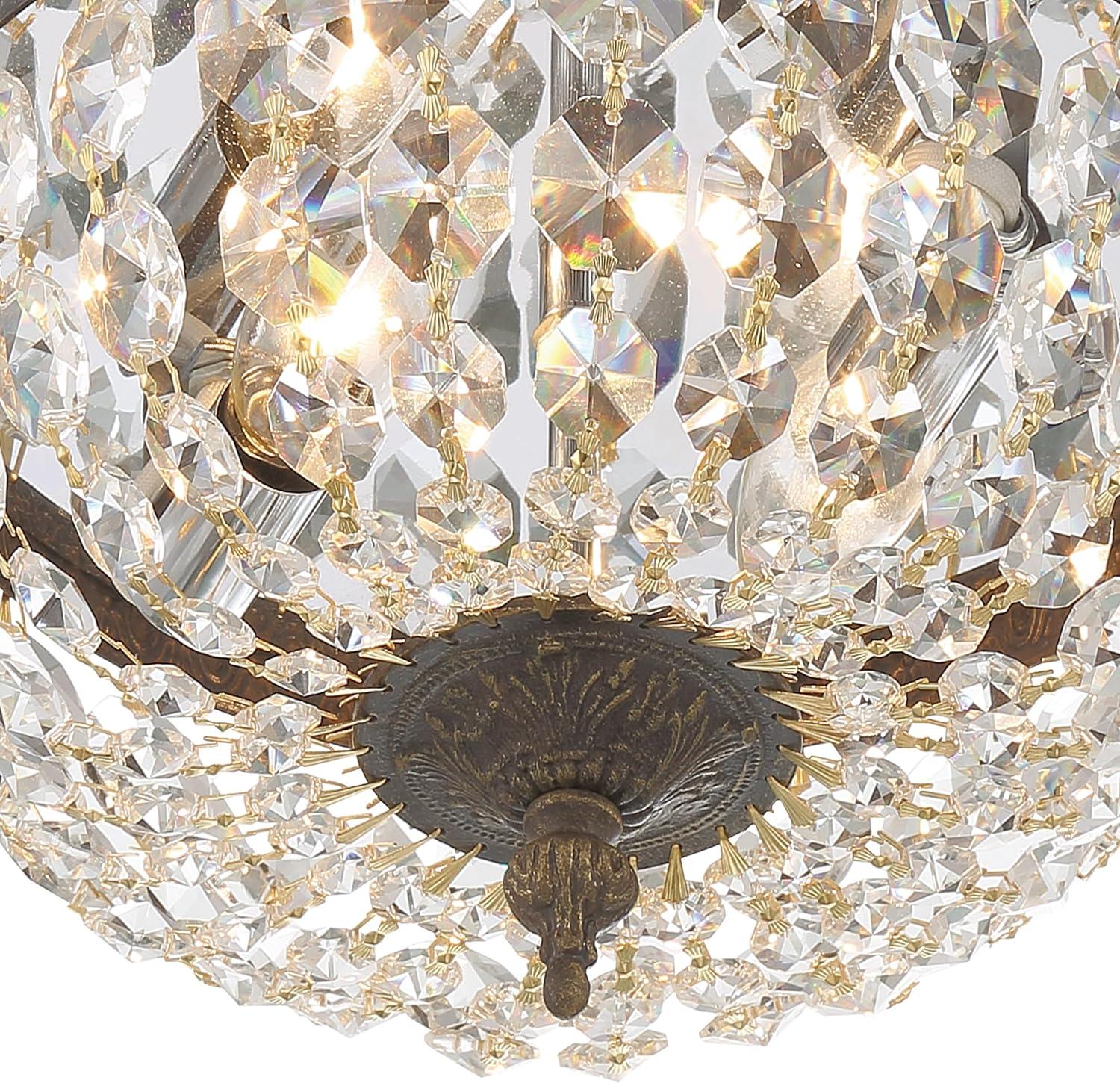 Crystorama 2 Light Clear Italian Crystal English Bronze Flush Mount