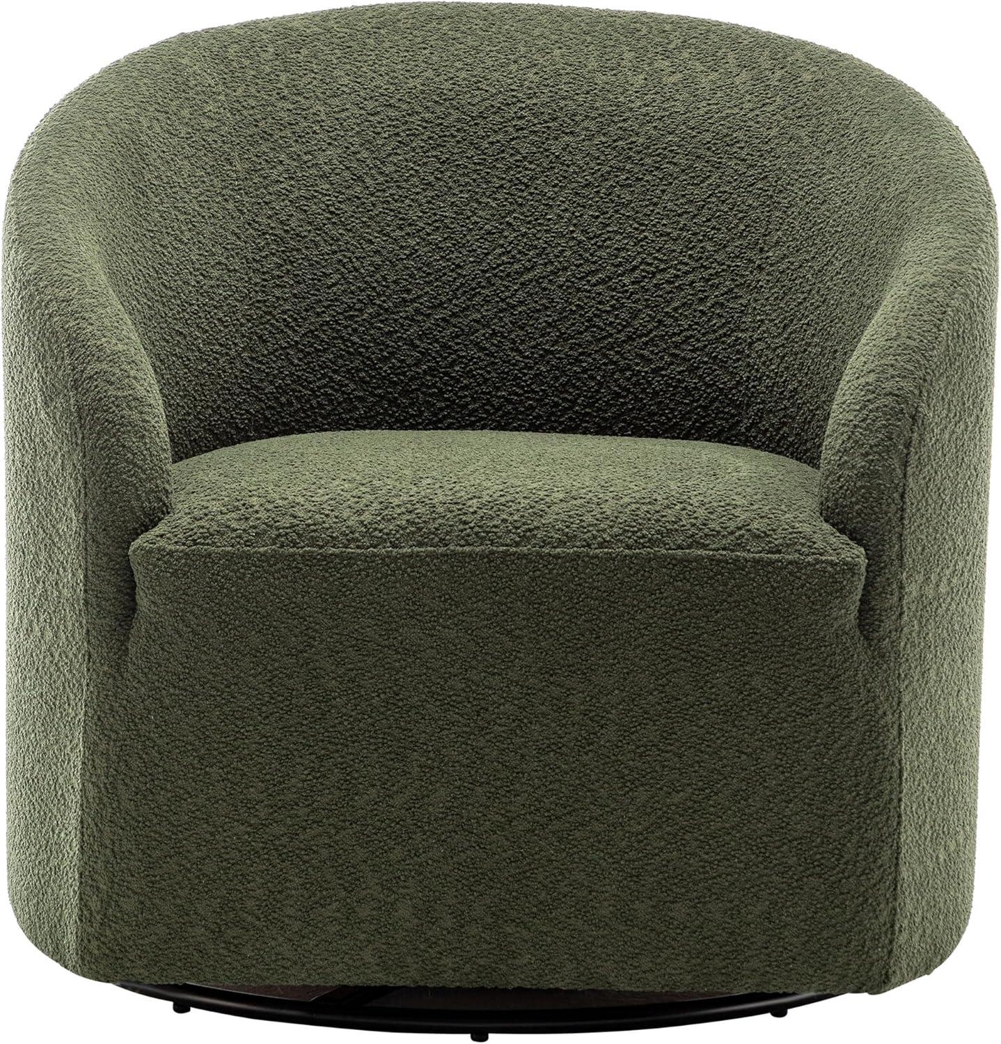 32" Wide Boucle Upholstered Swivel Barrel Chair - Kinwell