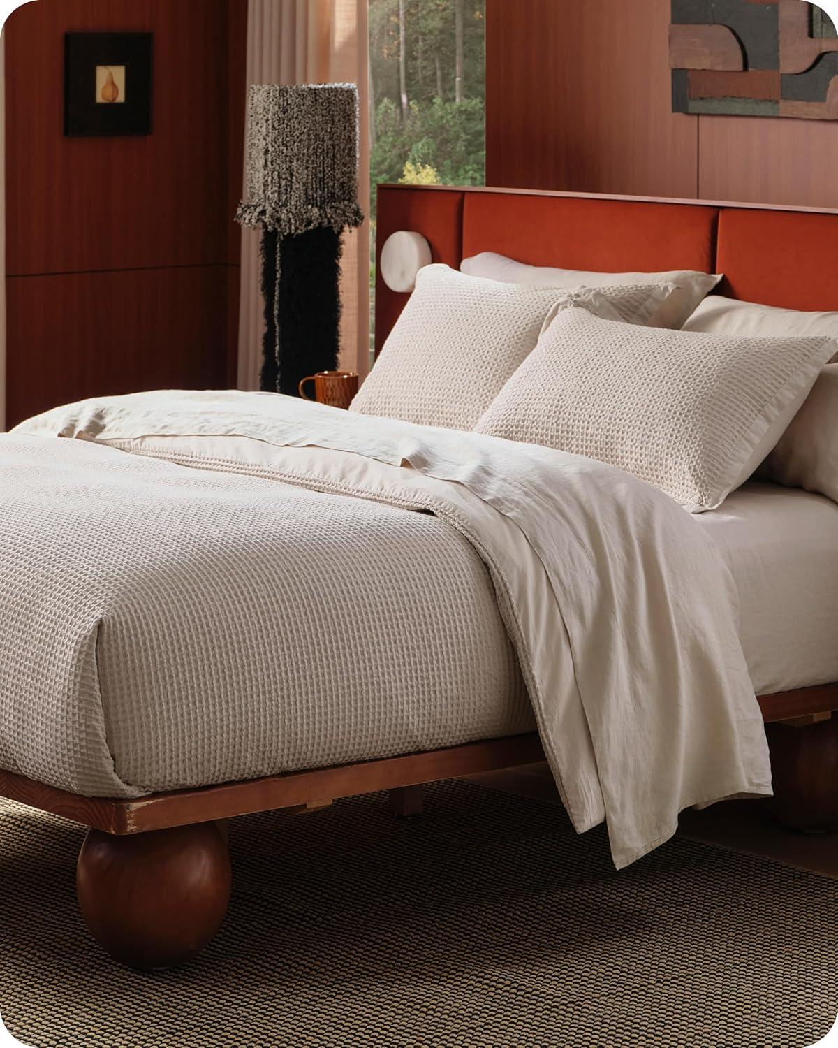 Bedsure Essential Bedsure Cotton Duvet Cover Set - 100% Cotton Waffle Weave Coconut Duvet Cover GentleSoft™️
