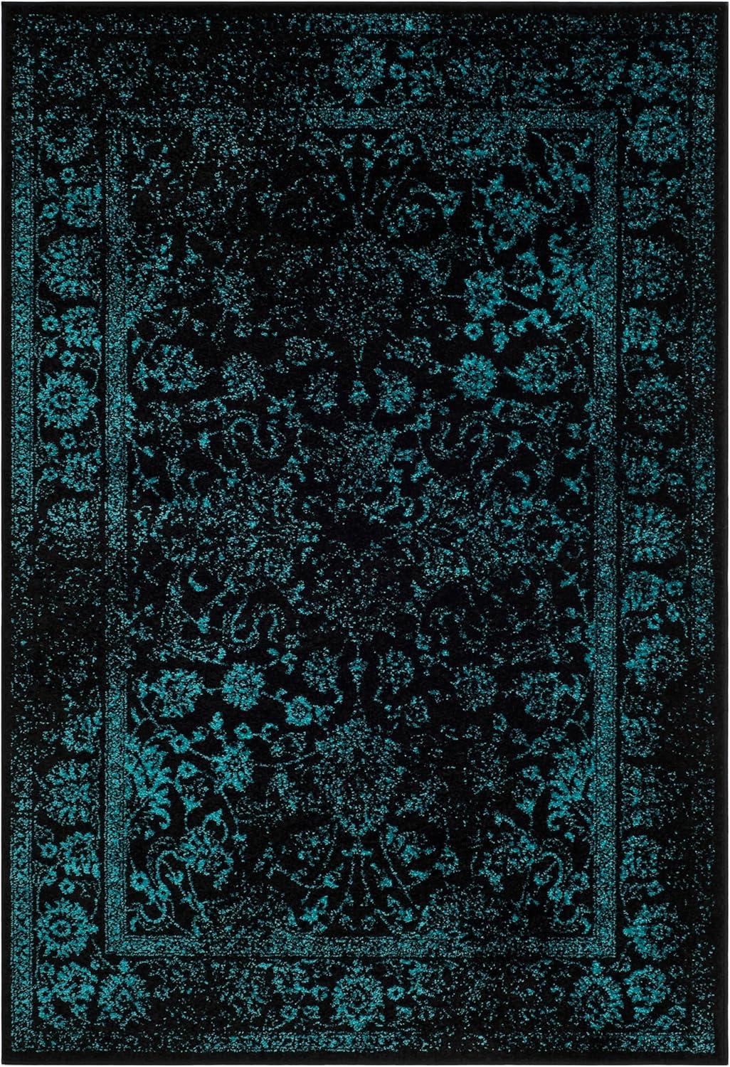 SAFAVIEH Adirondack Wyatt Traditional Area Rug, Black/Teal, 5'1" x 7'6"