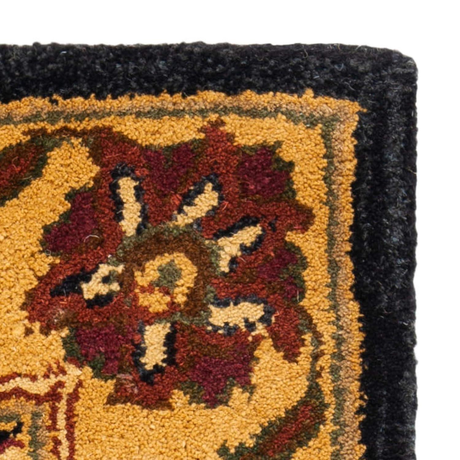 Elegant Noir & Gold Hand-Tufted Wool Cotton Blend 9' x 12' Area Rug