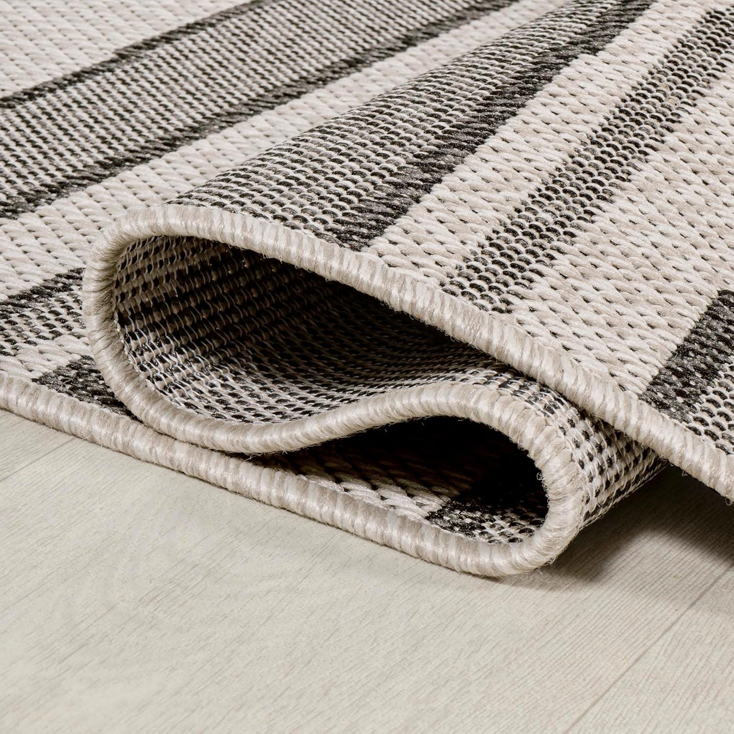 5' x 8' Castara Wavy Stripe Modern Indoor/Outdoor Area Rug, Cream/Dark Gray - JONATHAN Y