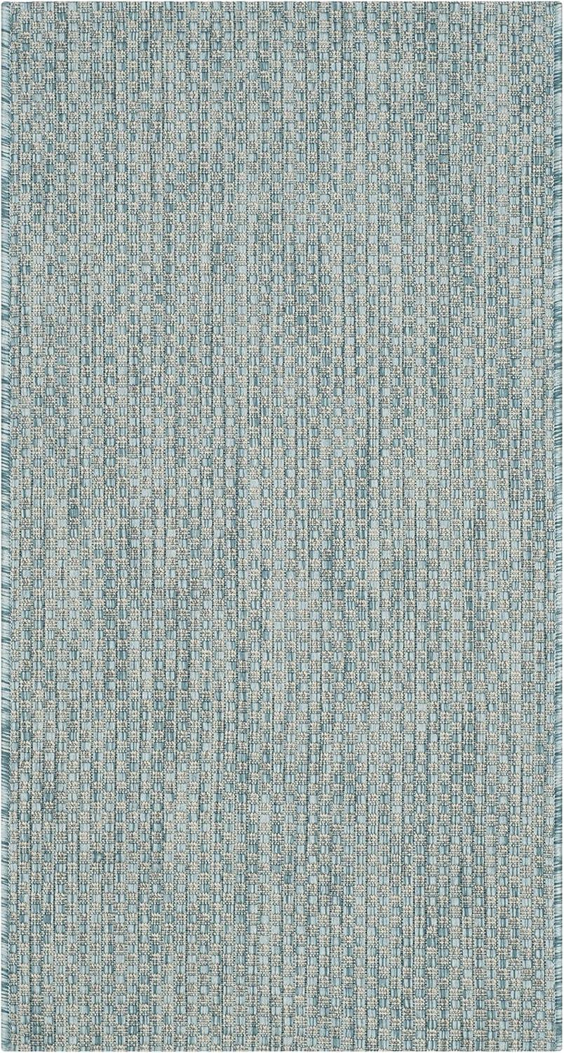 Courtyard CY8521 Power Loomed Indoor/Outdoor Accent Rug - Aqua/Grey - 2'x3'7" - Safavieh.