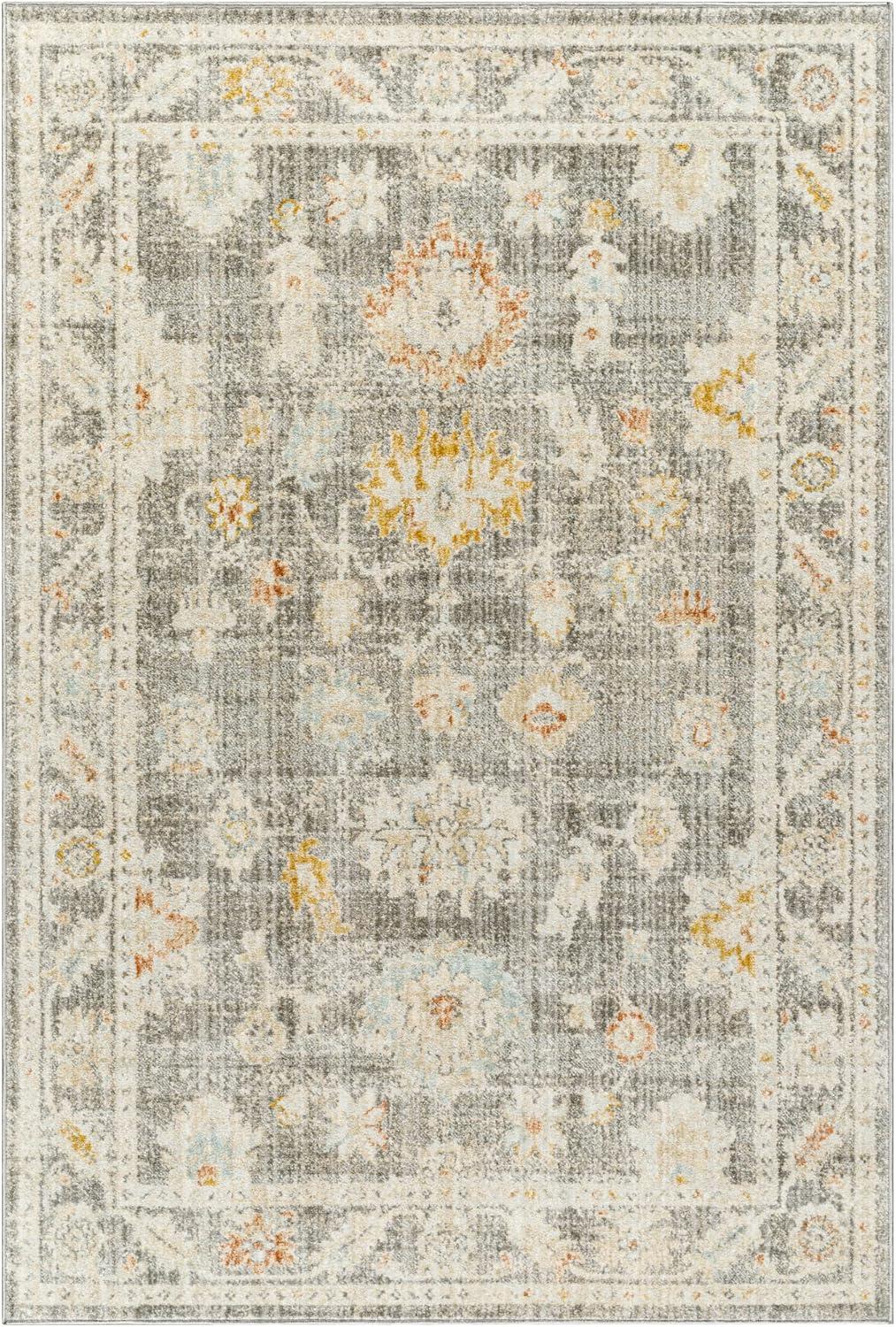 Playful Gray Synthetic 5'3" x 7' Kids Area Rug