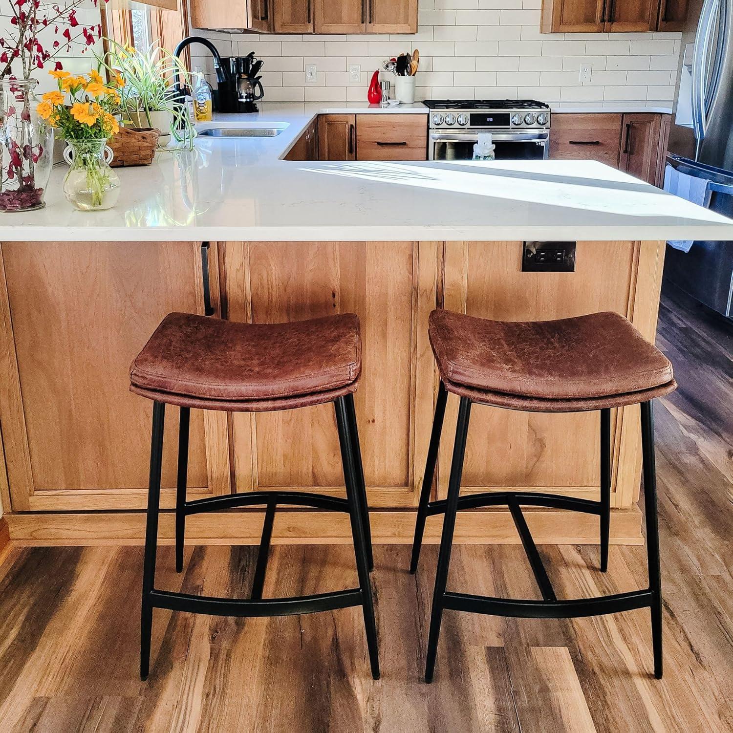 Nathan James Set of 4 Arlo Backless Counter Height Barstool Brown
