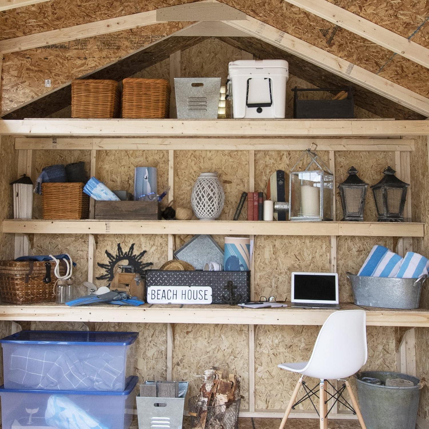 Beige 10' x 12' Wooden Storage Shed Kit with Windows