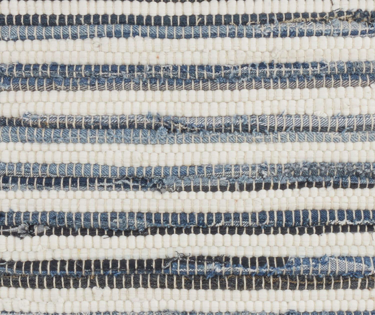 Denim Stripes Modern 18" Cotton Square Throw Pillow