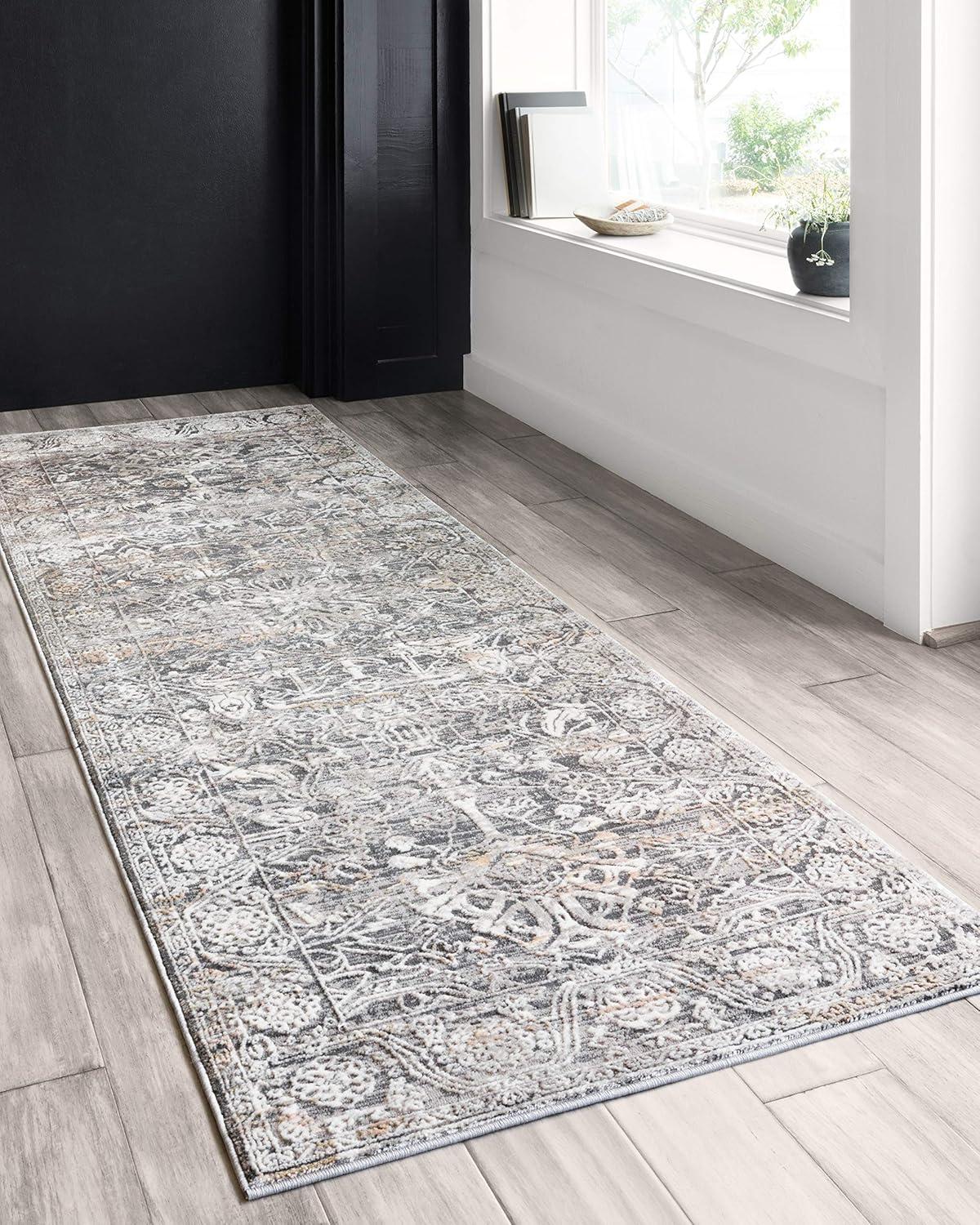 Loloi Lucia Ivory & Steel Oriental 7'9" x 10'6" Synthetic Area Rug