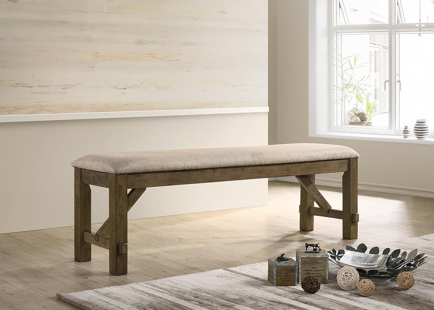 Gigi 60" Solid Wood and Upholstered Farmhouse Dining Bench