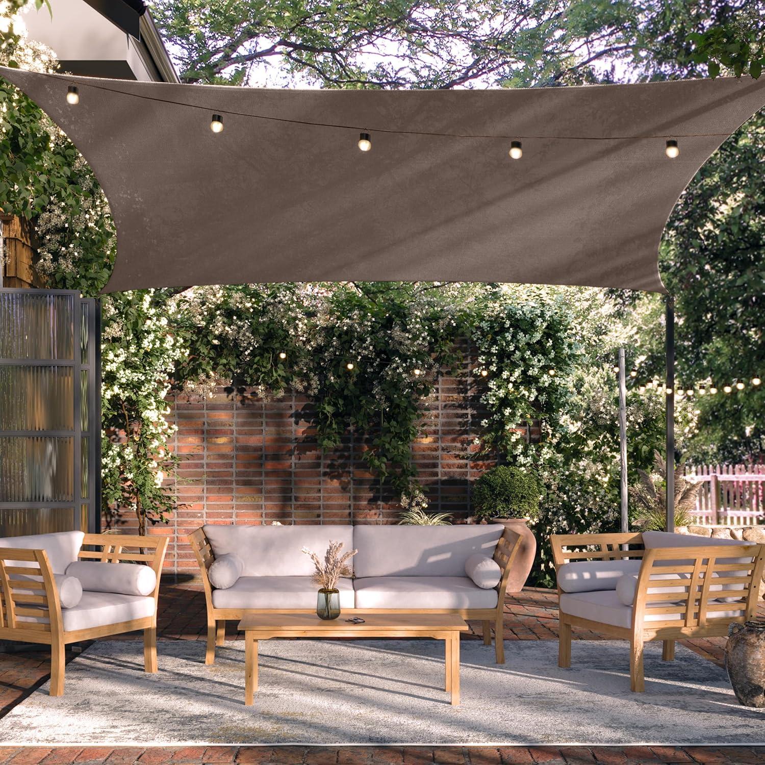 Pure Garden Sun Shade Canopy - 10x13ft Curved Rectangle Sun Shade Sail with UV Protection - Sun Shades Outdoor Patio or Pool Canopy - Sunshades for Patio, Yard, Deck or Outdoor Activities by Pure Garden