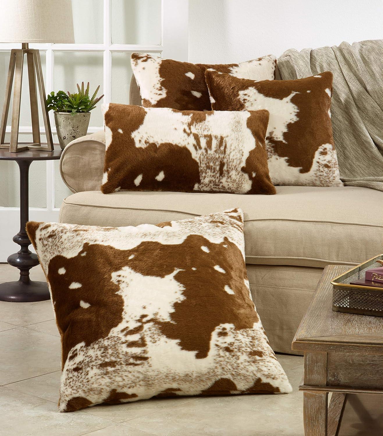 Saro Lifestyle Urban Faux Cowhide Down Filled Throw Pillow