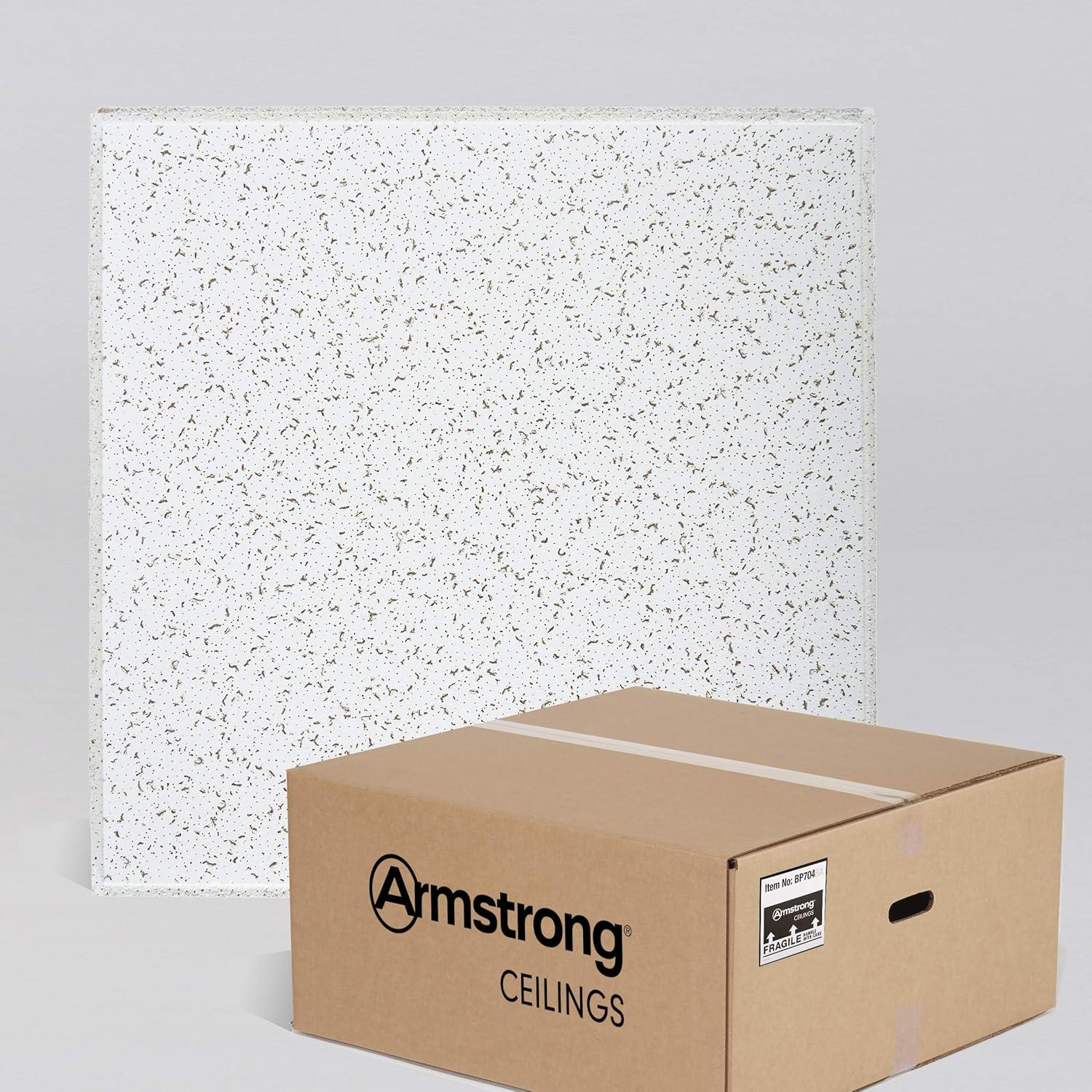 Armstrong 2x2 CORTEGA Acoustic Ceiling Tiles for Suspended Ceiling Grids, 16-tiles per pack, White