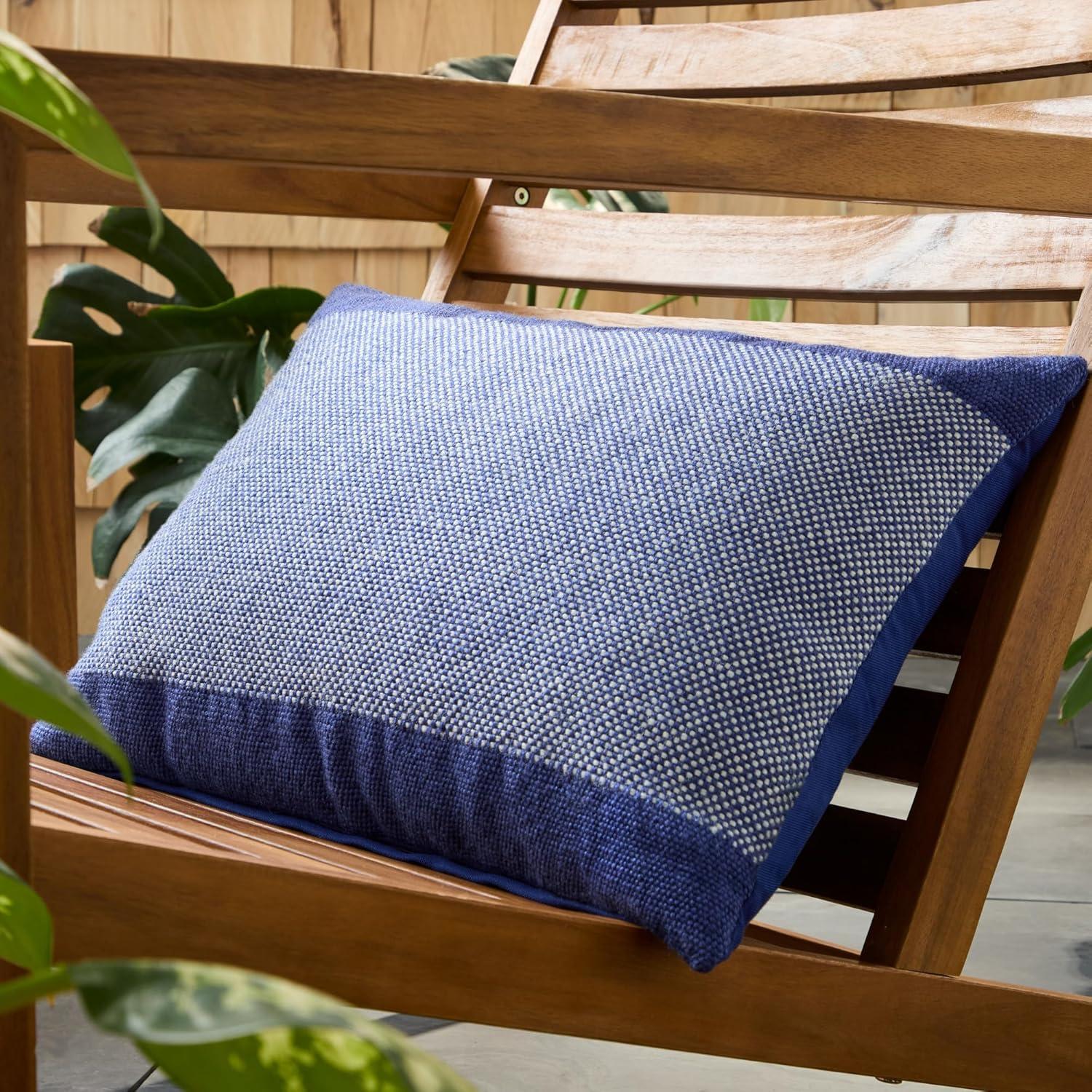 Blue and Ivory Recycled Indoor/Outdoor Decorative Pillow