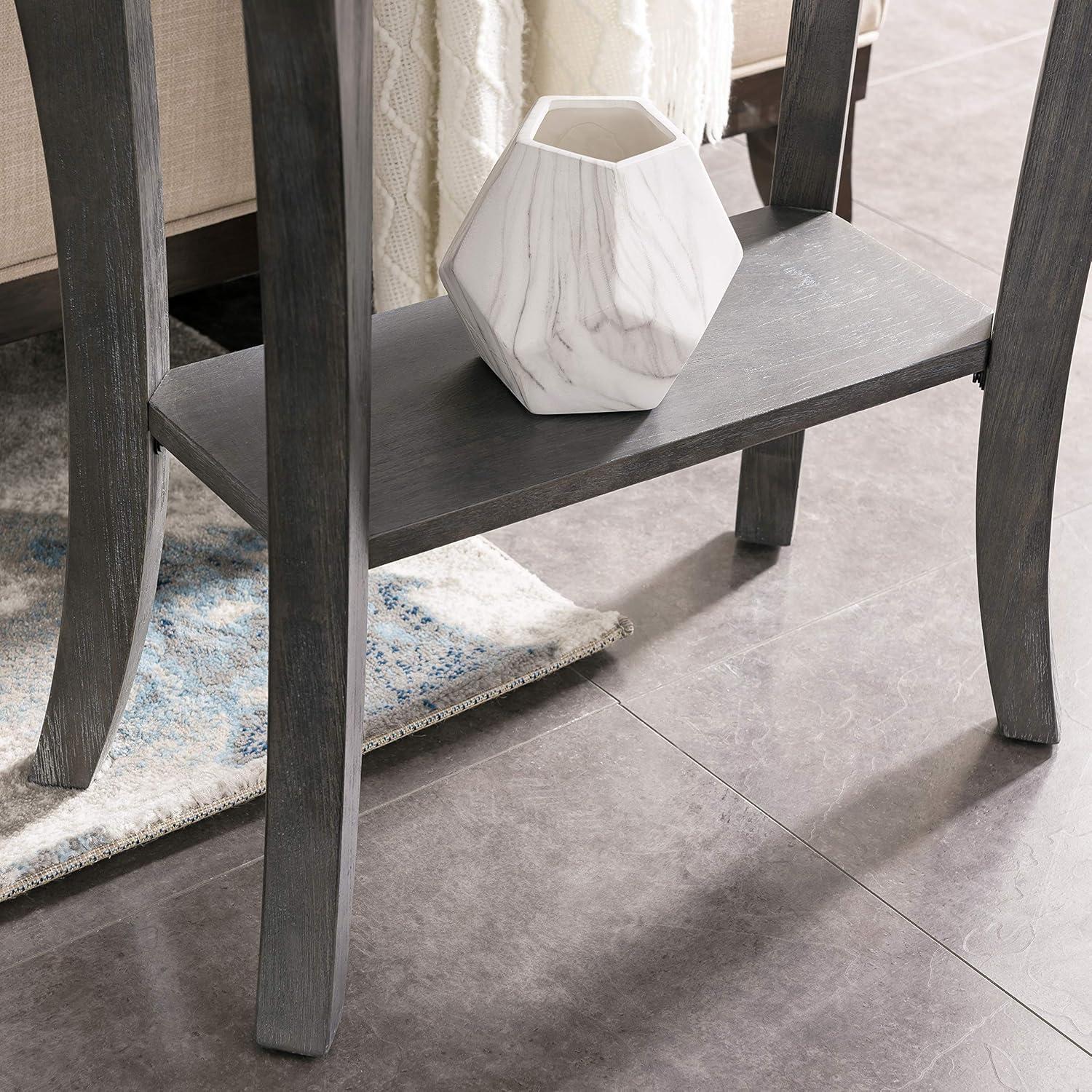 Rustic Gray Solid Wood Space-Saving Narrow End Table