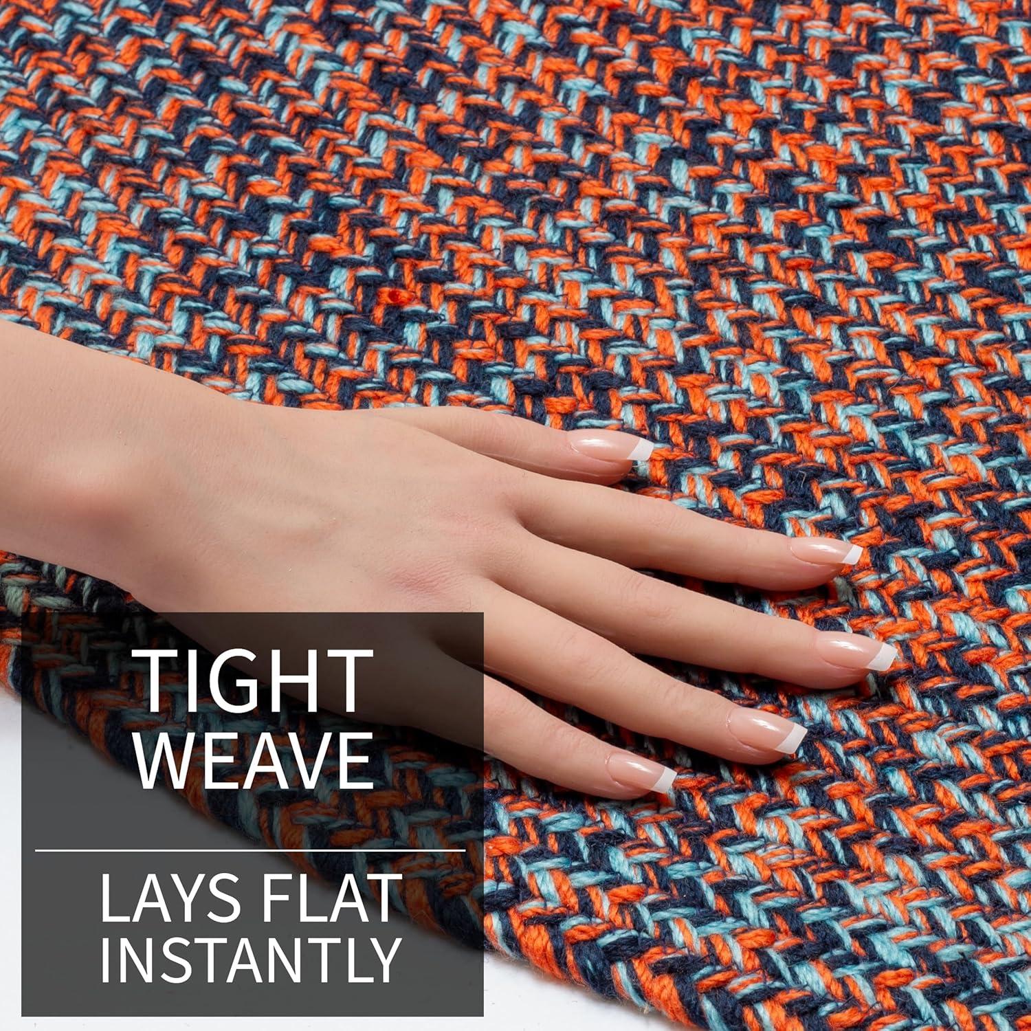 Super Area Rugs Farmhouse Braided Rug Navy, Light Blue, Red 2' x 3' 2' x 3' Navy