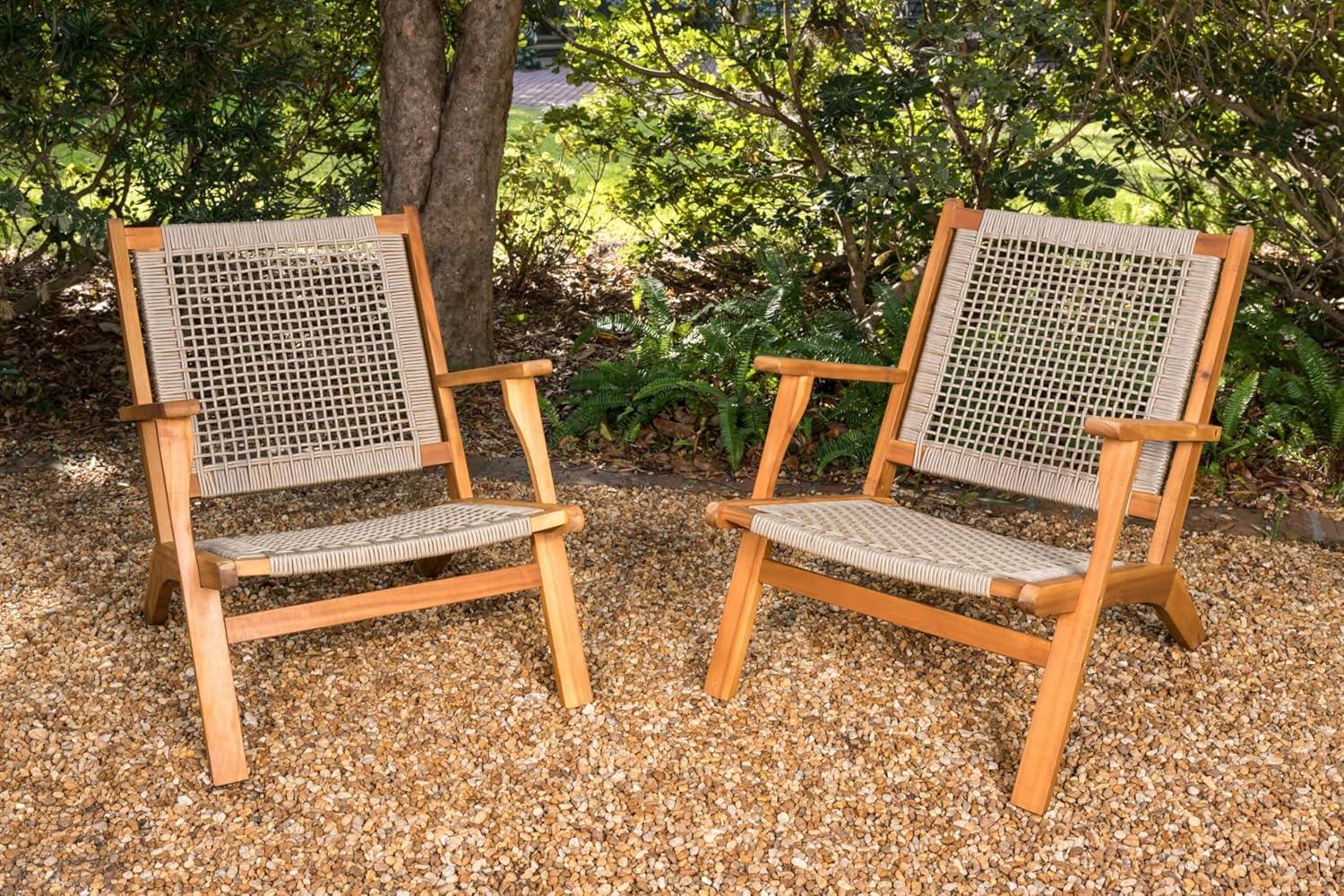 Vega Natural Stain Outdoor Chair in Ecru Cording