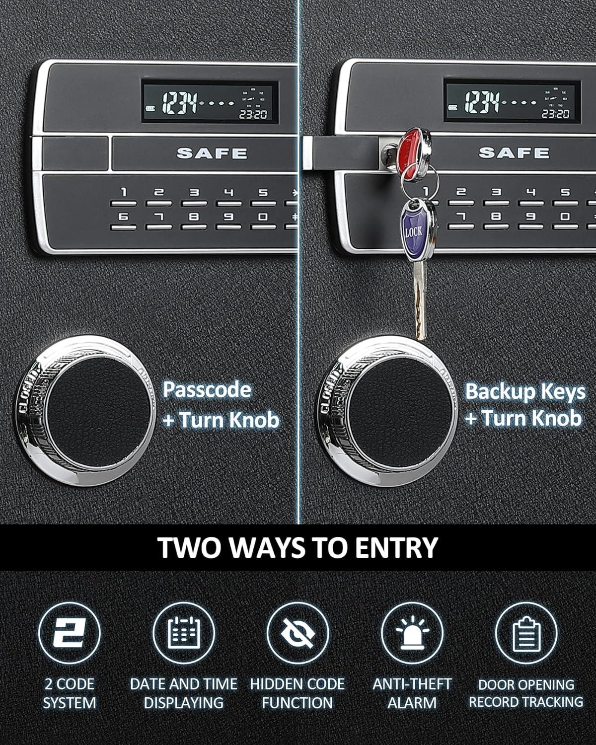 MASTER CRAFT WINDOW AND DOOR Large Safe Box ,4.2 Cubic Feet Home Safe Box With Fireproof Waterproof 27.6In Security Big Safe With Electronic Keypad Digital Lock For Office Hotel