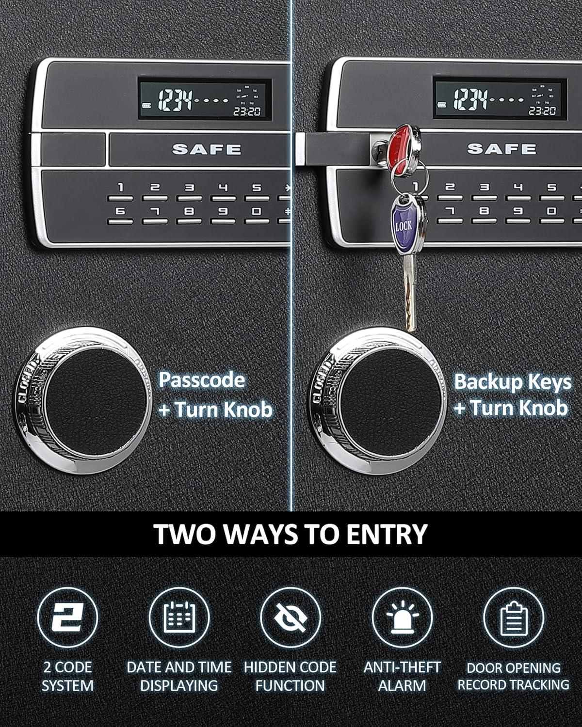 MASTER CRAFT WINDOW AND DOOR Large Safe Box ,4.2 Cubic Feet Home Safe Box With Fireproof Waterproof 27.6In Security Big Safe With Electronic Keypad Digital Lock For Office Hotel