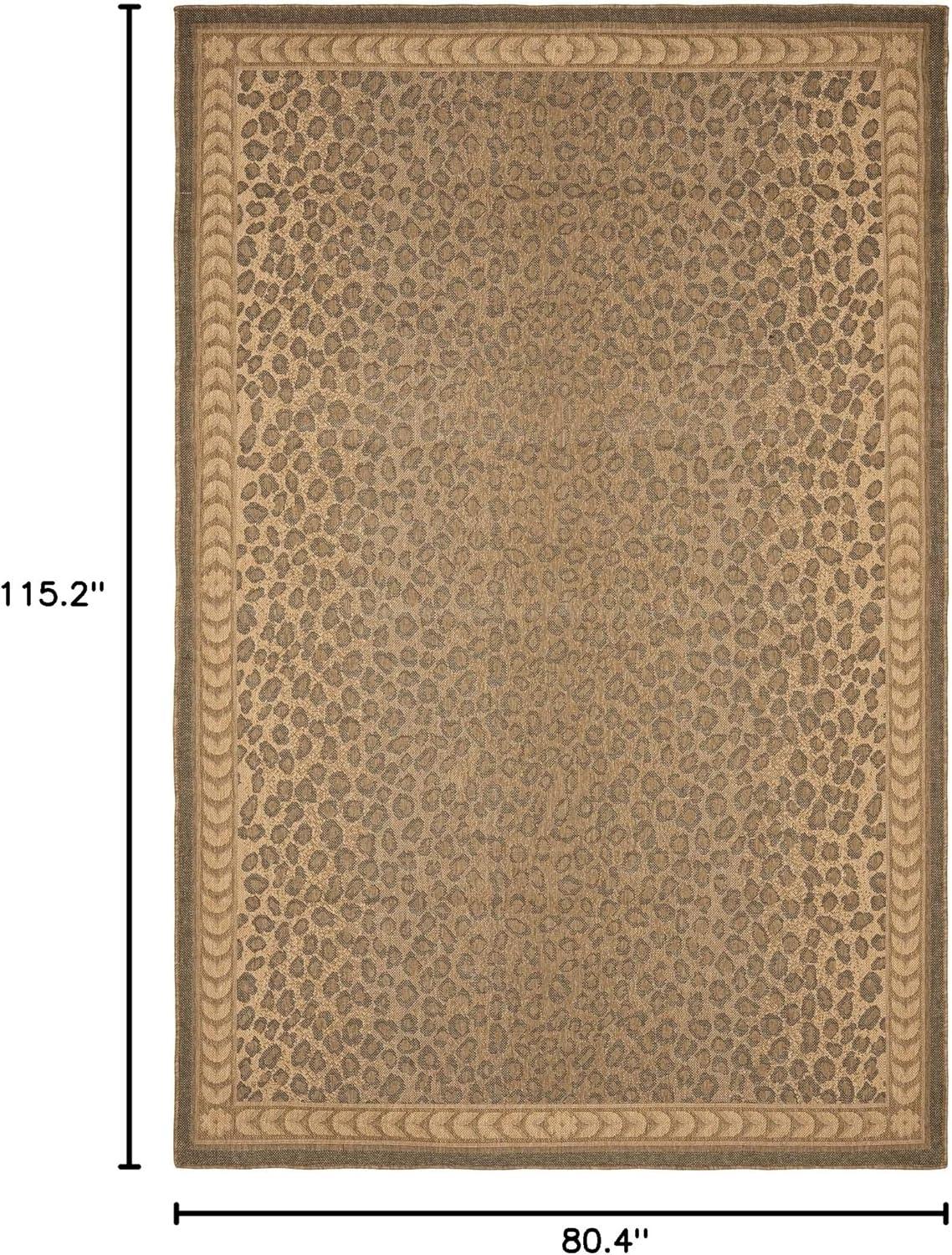 Natural Gold Leopard Print Rectangular Indoor/Outdoor Area Rug