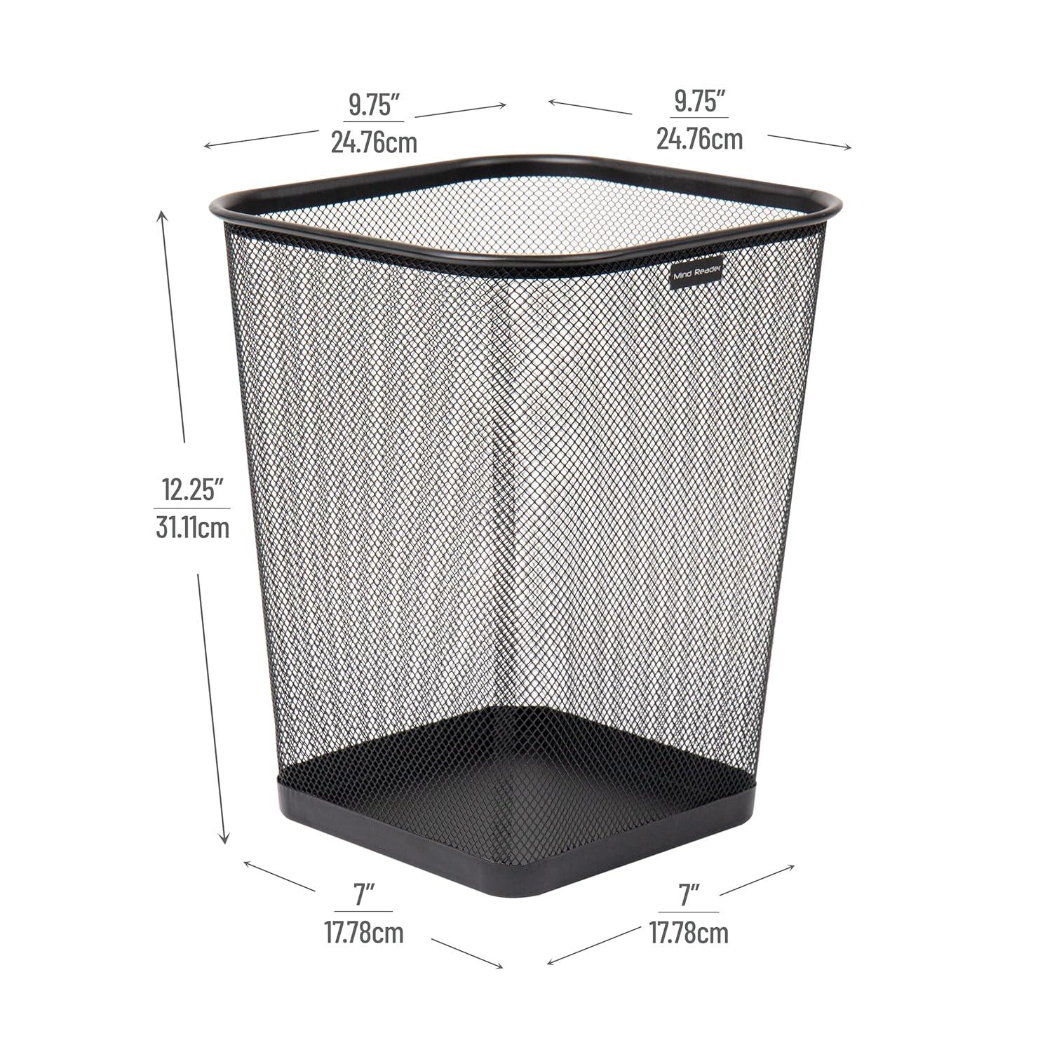 Black Stainless Steel Mesh Office Trash Can Set