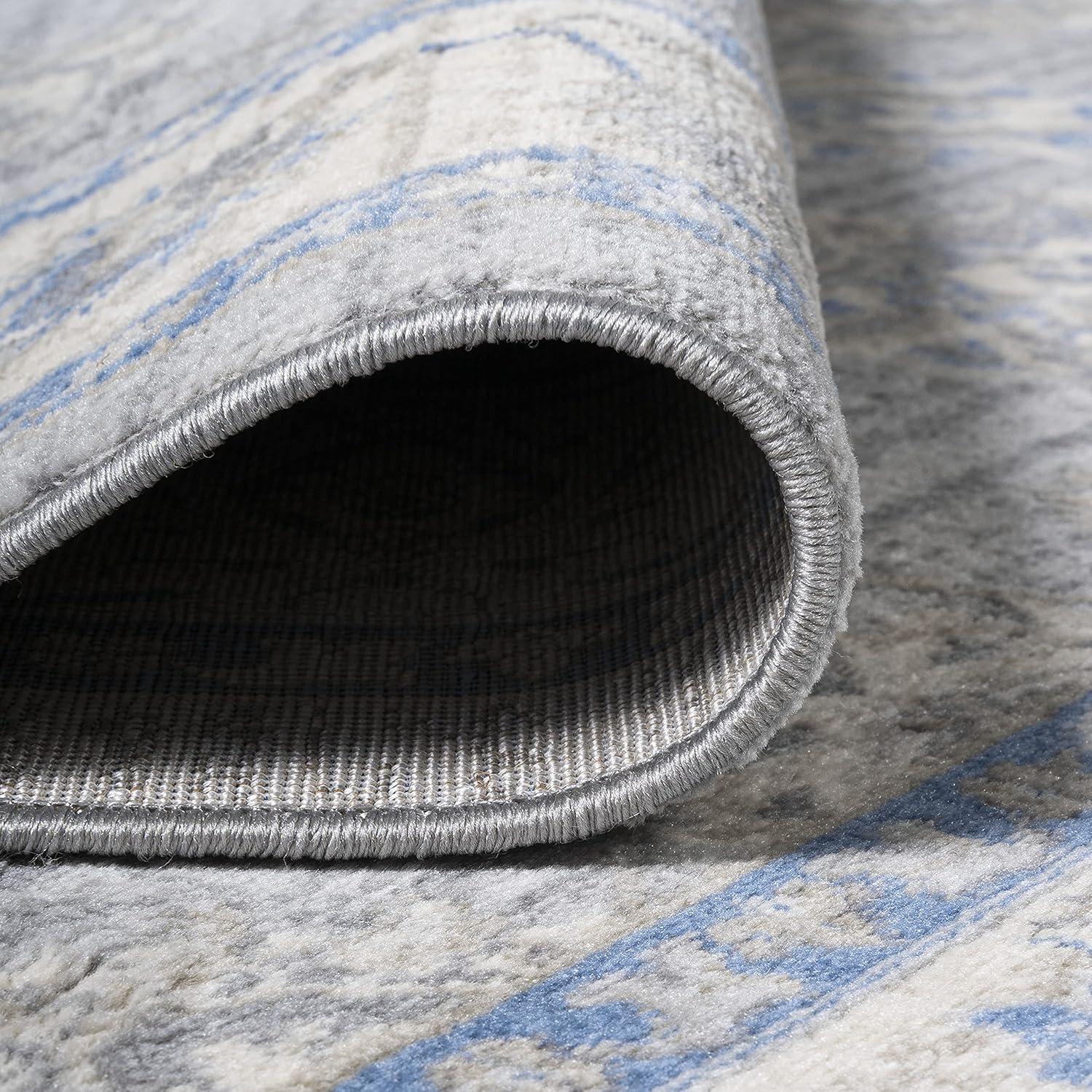 4' X 6' Modern Persian Vintage Moroccan Traditional Area Rug, Gray/Blue - JONATHAN Y