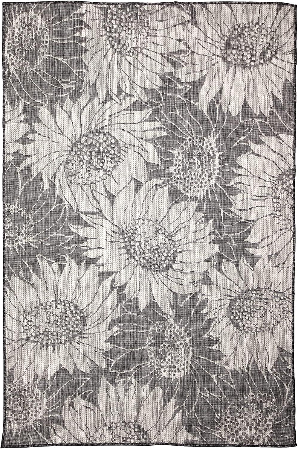 Liora Manne Carmel Sunflower Field Indoor/Outdoor Rug Black 4'10" x 7'6"