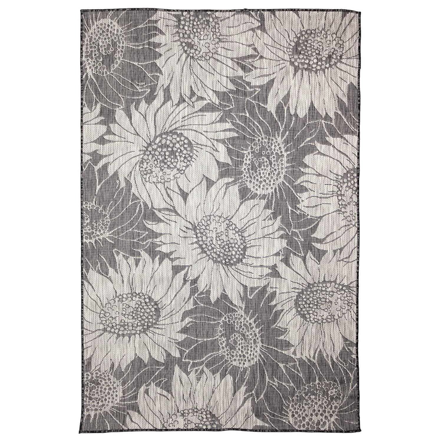 Liora Manne Carmel Sunflower Field Indoor/Outdoor Rug Black 4'10" x 7'6"