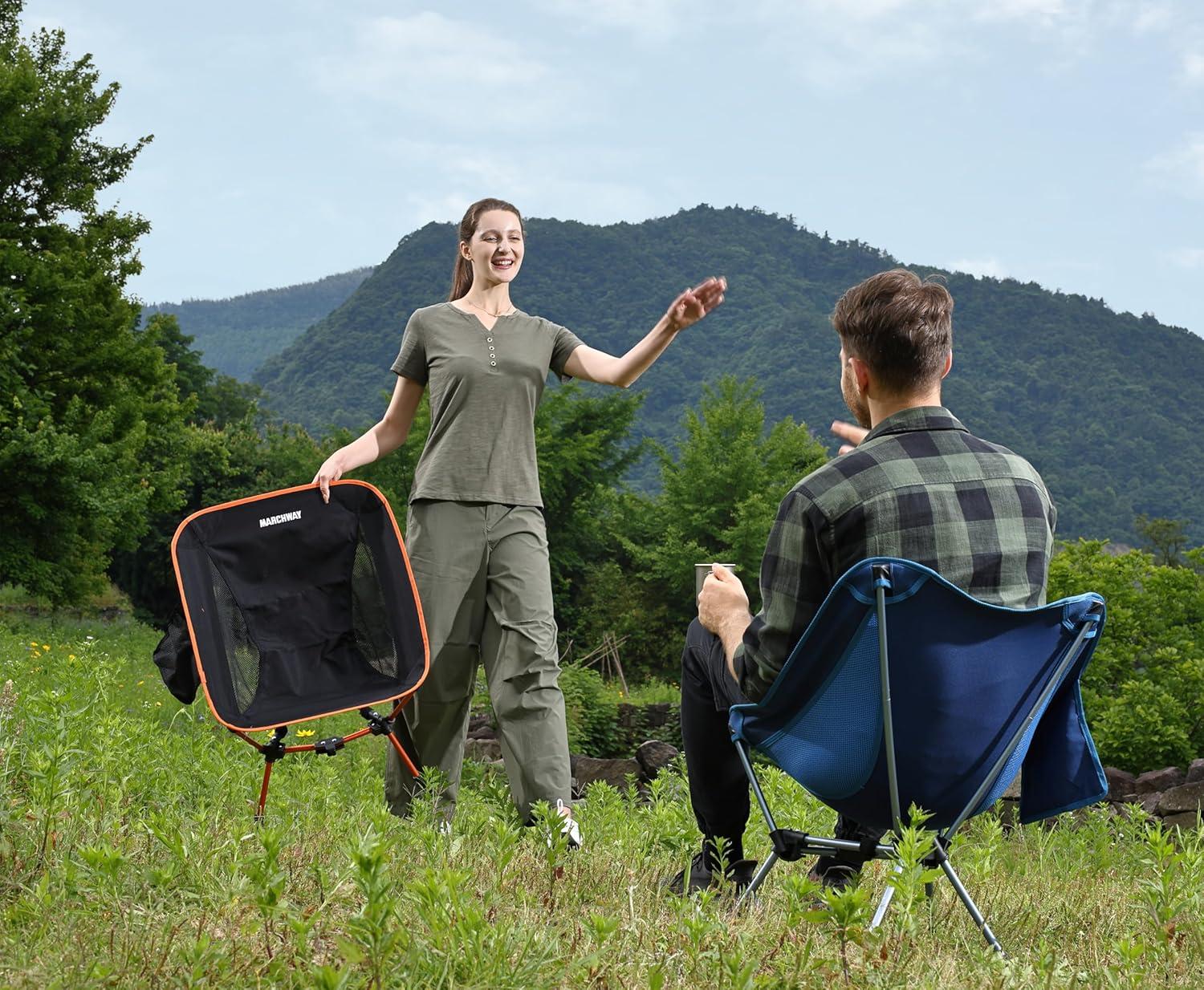 Orange Lightweight Aluminum Folding Camping Chair with Storage Bag