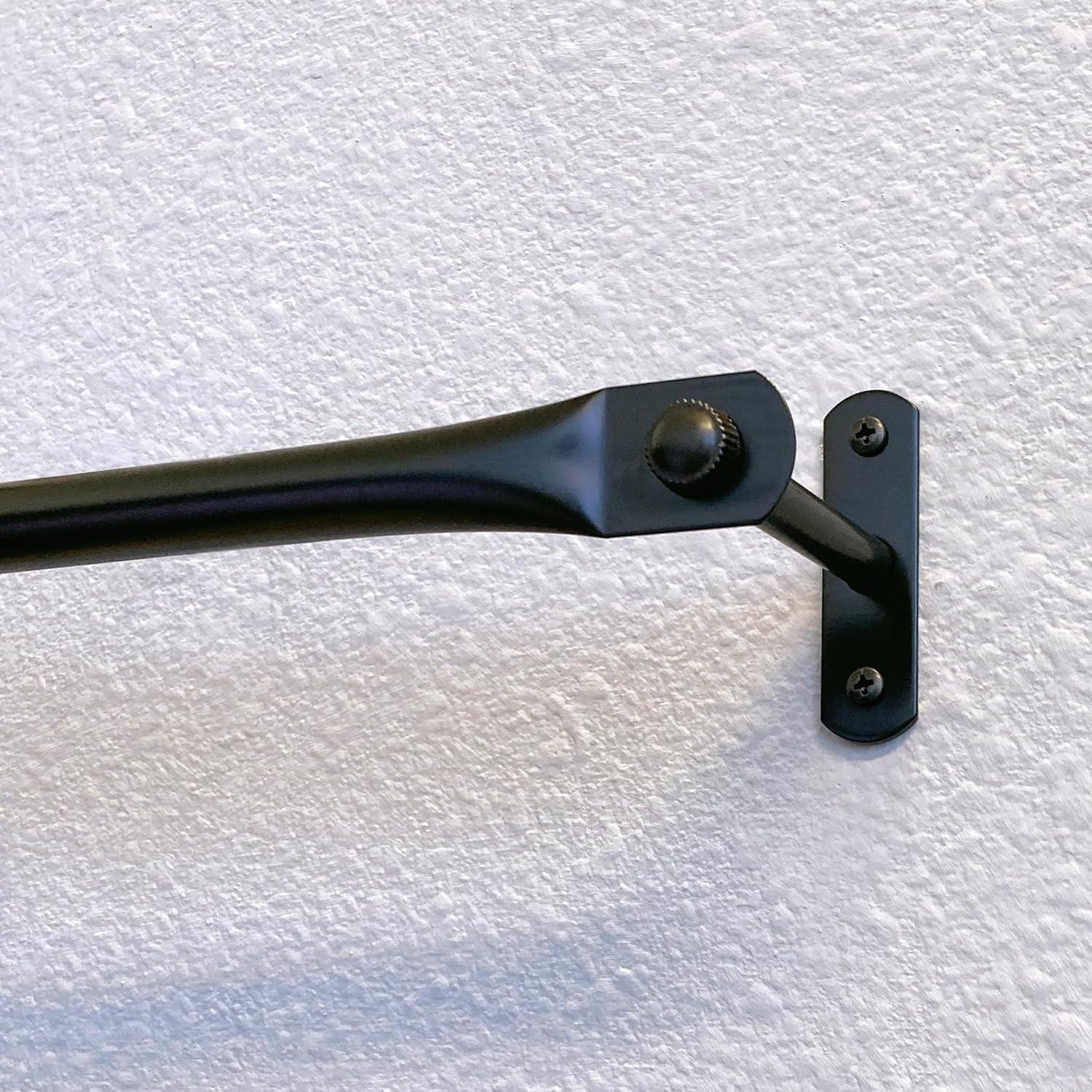 Black Adjustable Metal Curtain Rod with Finials