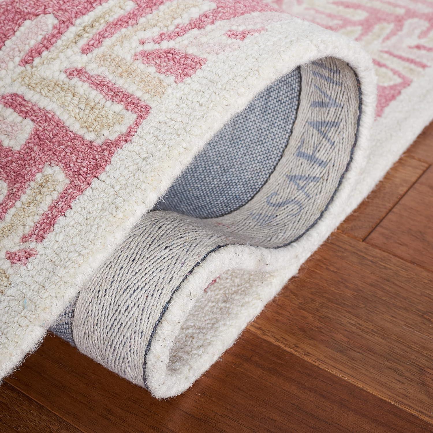 SAFAVIEH Capri Proinsias Leaves Wool Area Rug, Pink/Ivory, 8' x 8' Square