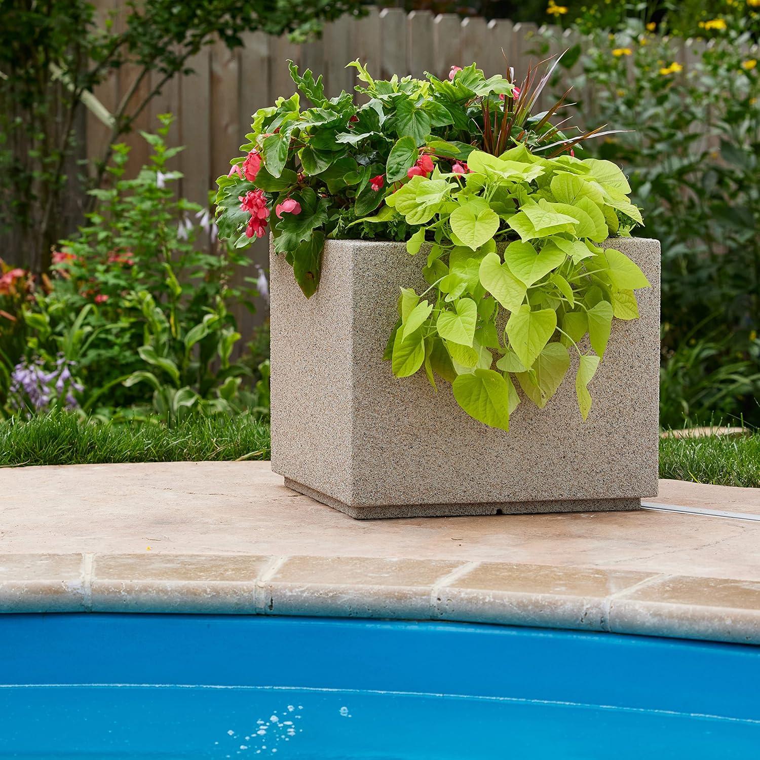 Monterrey Square 23 in. x 23 in. Sandstone Granite Composite Window Boxes & Troughs