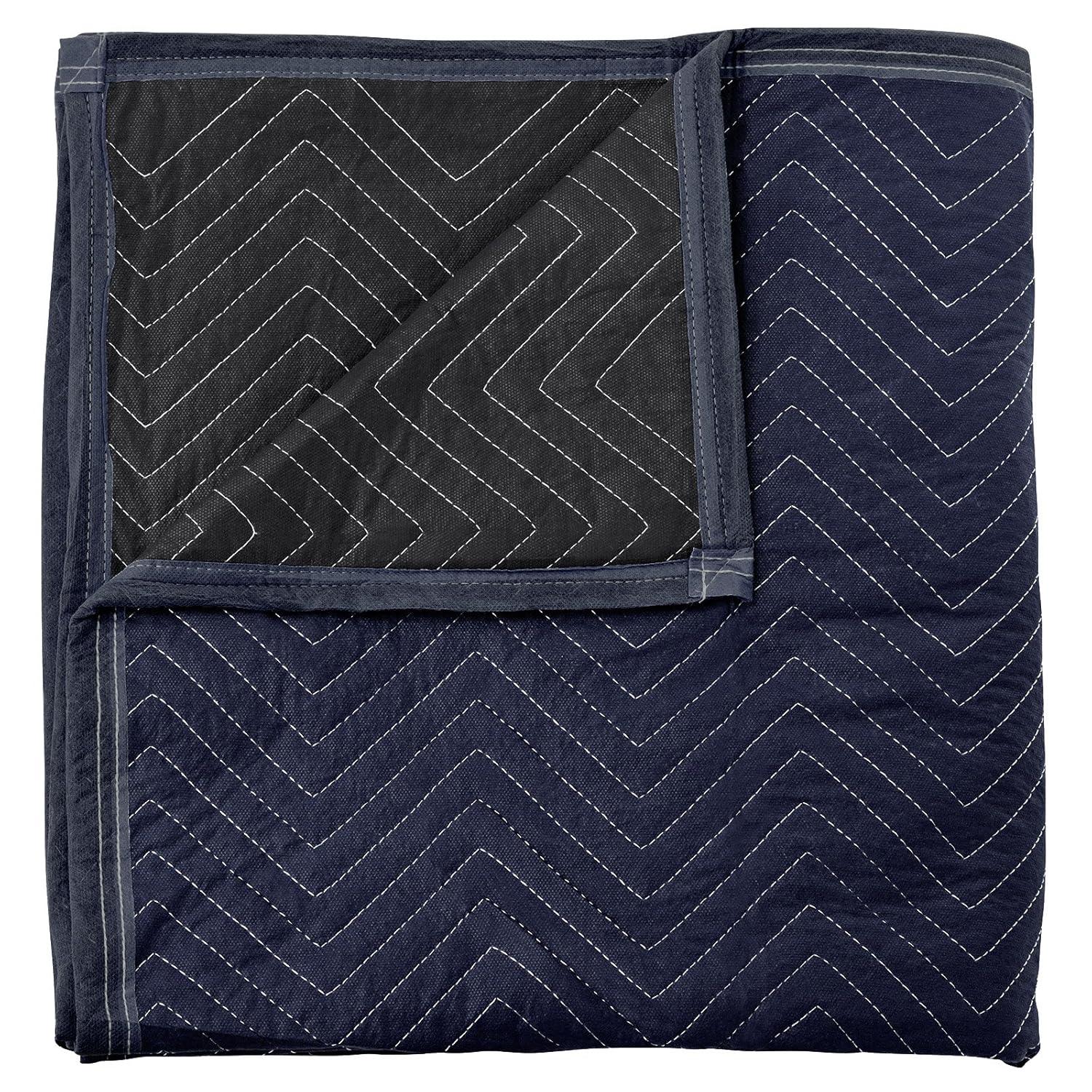 Navy Blue and Black Heavyweight Quilted Moving Blankets, 80" x 72"
