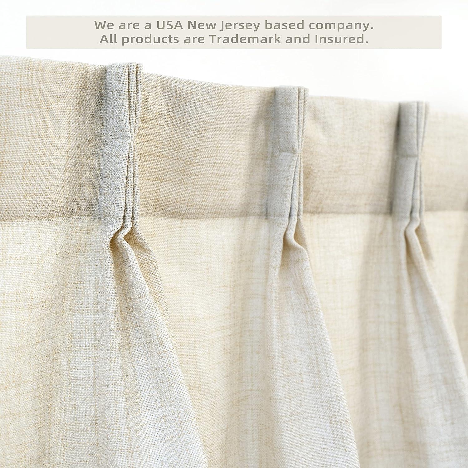 DriftAway Pinch Pleat Valance Kitchen Curtains Linen Textured Short Curtains for Small Window Bathroom 2 Panels Cafe Curtains Back Tabs Farmhouse Rustic Curtain 30 x 24 Inches Light Linen
