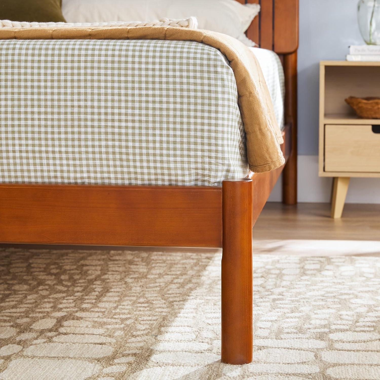 Walker Edison Transitional Solid Wood Platform King Bed - Brown