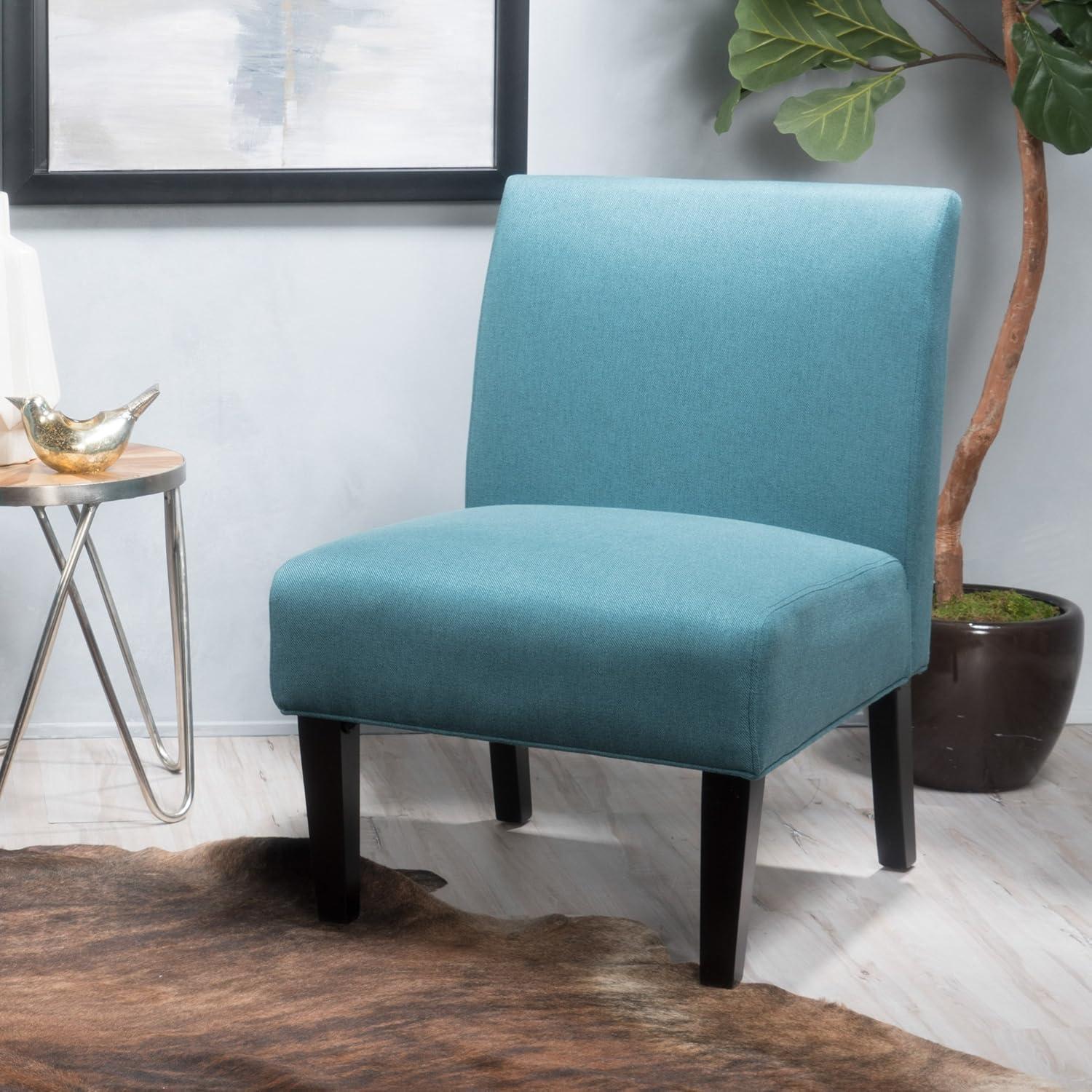 Kassi Accent Chair Dark Teal - Christopher Knight Home: Upholstered Rubberwood, Contemporary Style