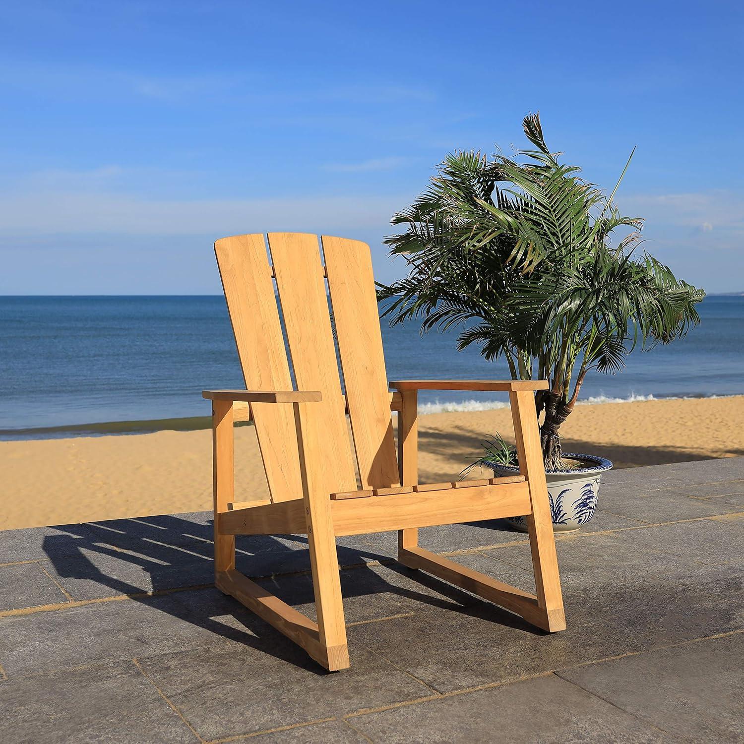 SAFAVIEH Couture San Juan Brazilian Teak Adirondack Chair, Natural