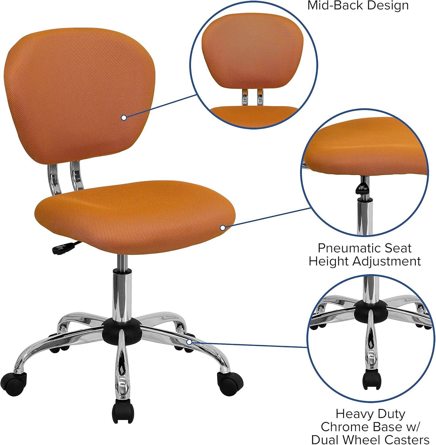 BizChair Mid-Back Orange Mesh Padded Swivel Task Office Chair with Chrome Base