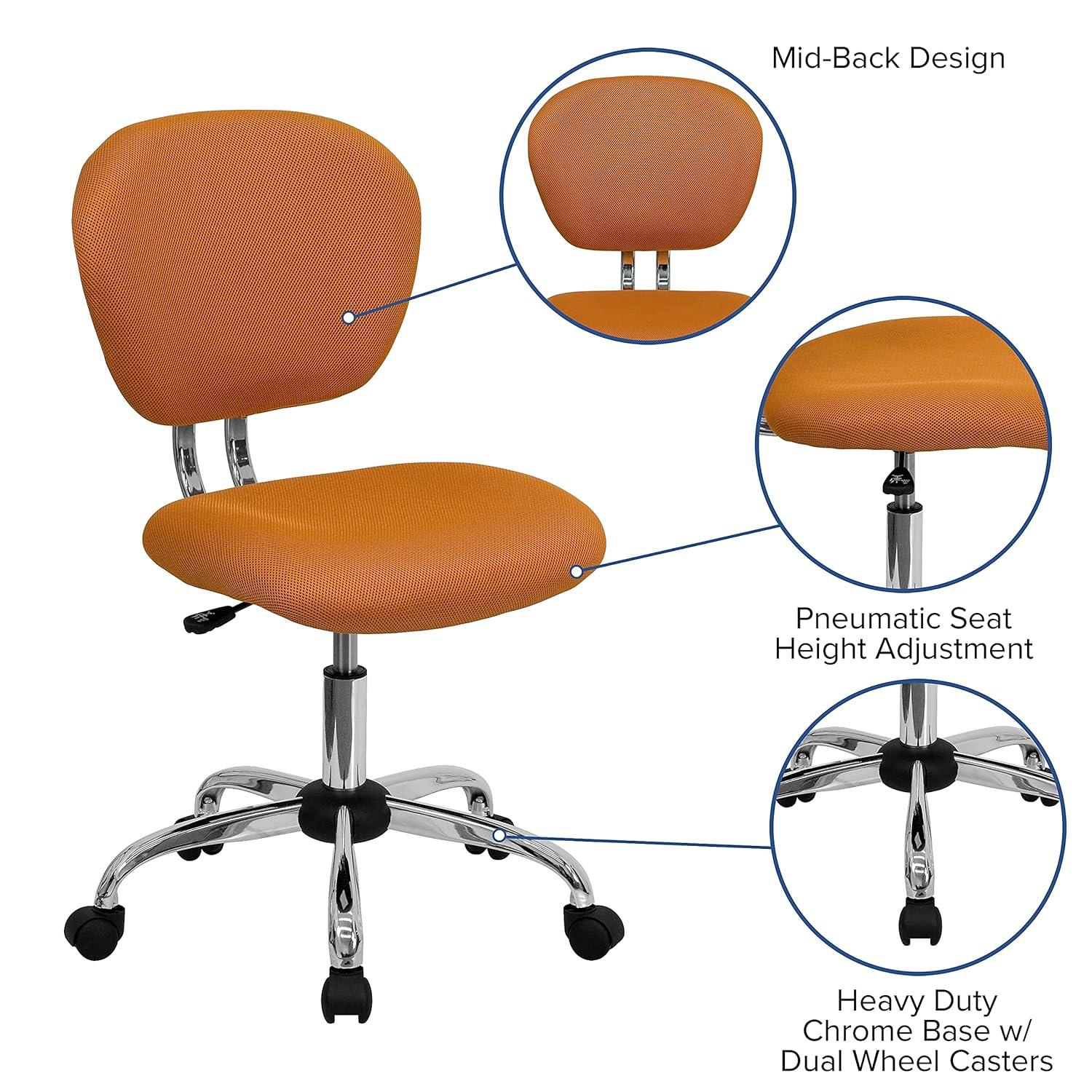 BizChair Mid-Back Orange Mesh Padded Swivel Task Office Chair with Chrome Base