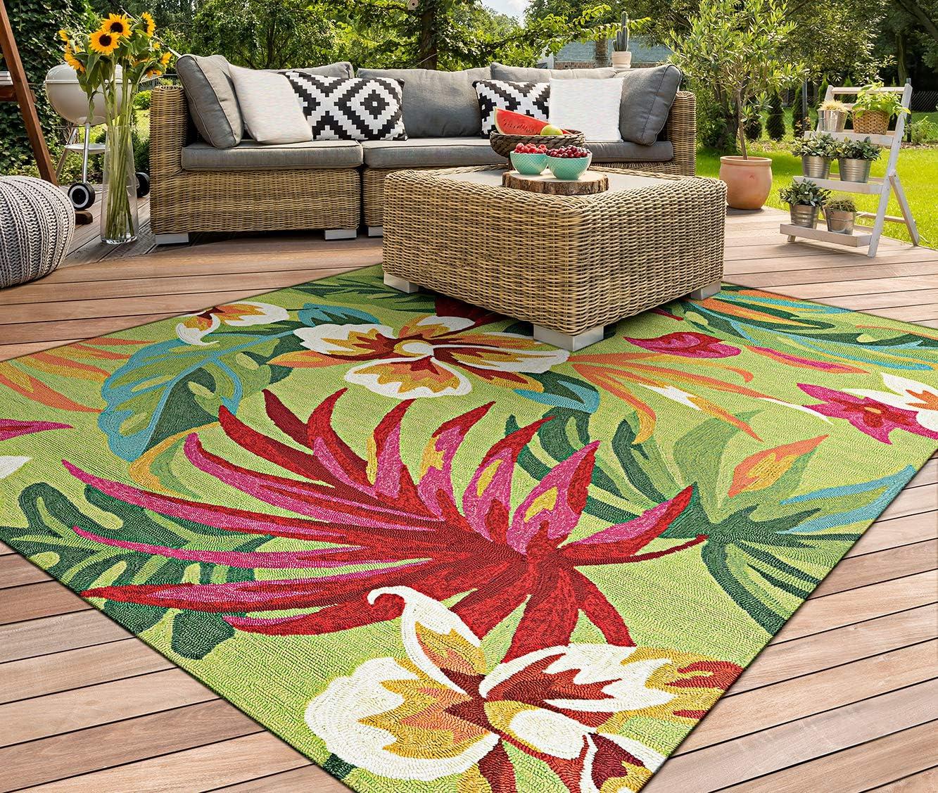 Couristan Covington Painted Fern Indoor/Outdoor Area Rug, 2' x 4', Fern-Red