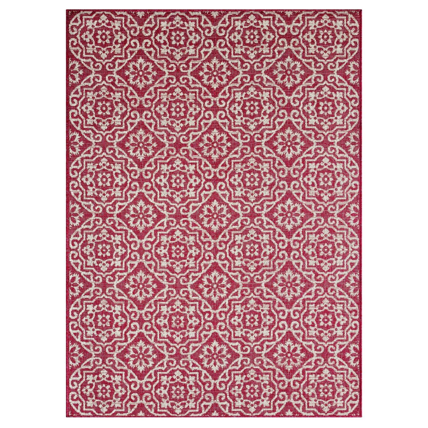 Nicole Miller New York Patio Country Danica Geometric Indoor/Outdoor Area Rug, Pink/Ivory