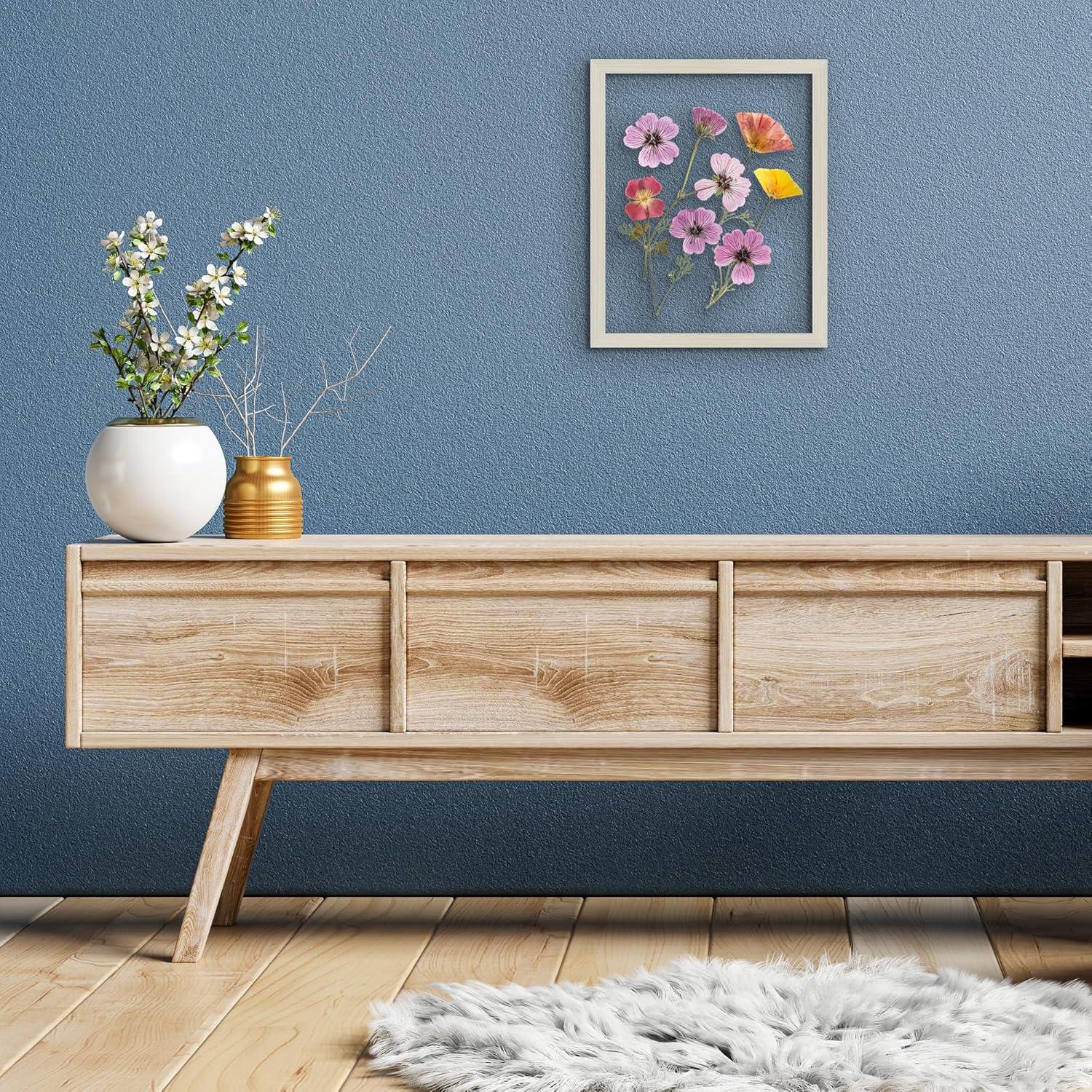Americanflat 11x14 Floating Frame in Light WOOD with Polished Glass and Hanging Hardware Included - Also Use 8x10 or 5x7 Photos for Floating Effect