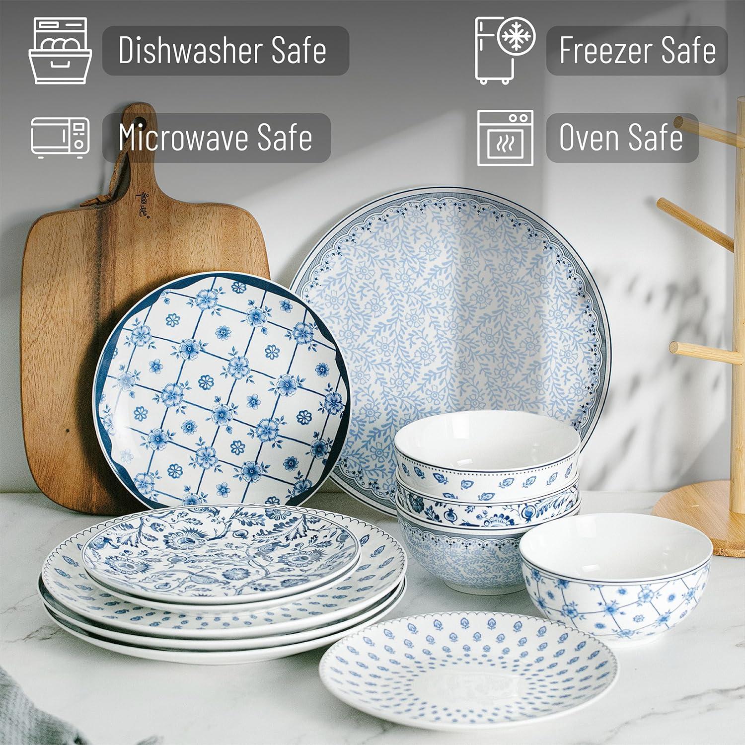 BTaT- Dinnerware Sets for 4, 12 pcs, Ceramic Dinnerware Sets