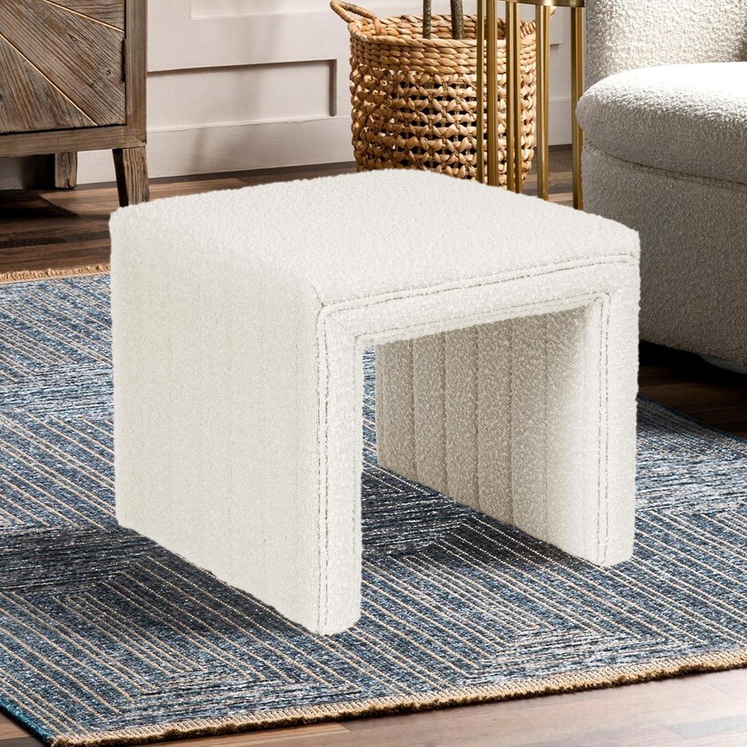Hokku Designs Modern Channel Tufted Ottoman for Living Room & Bedroom