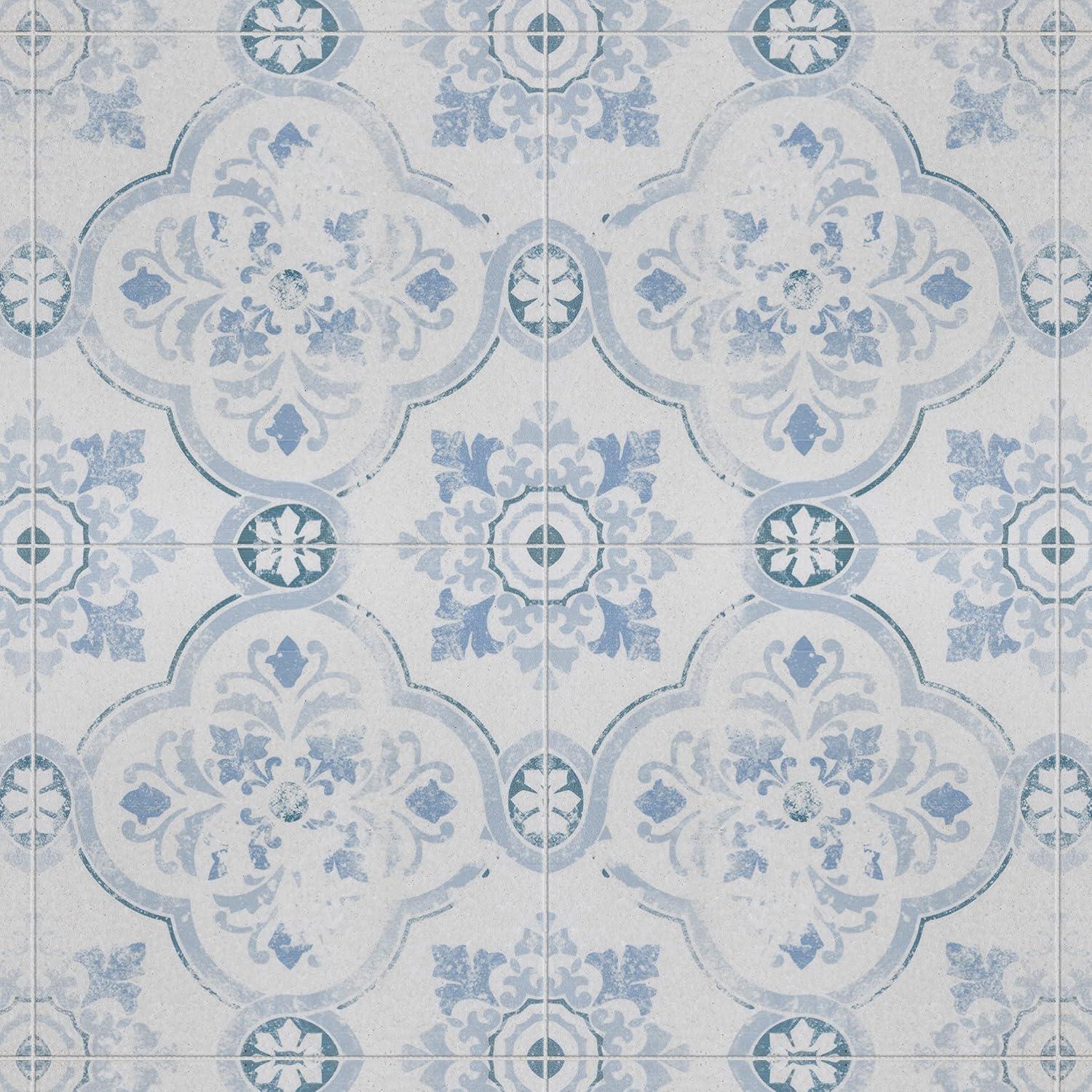 Celosia Blue and White Ceramic Square Floor and Wall Tile